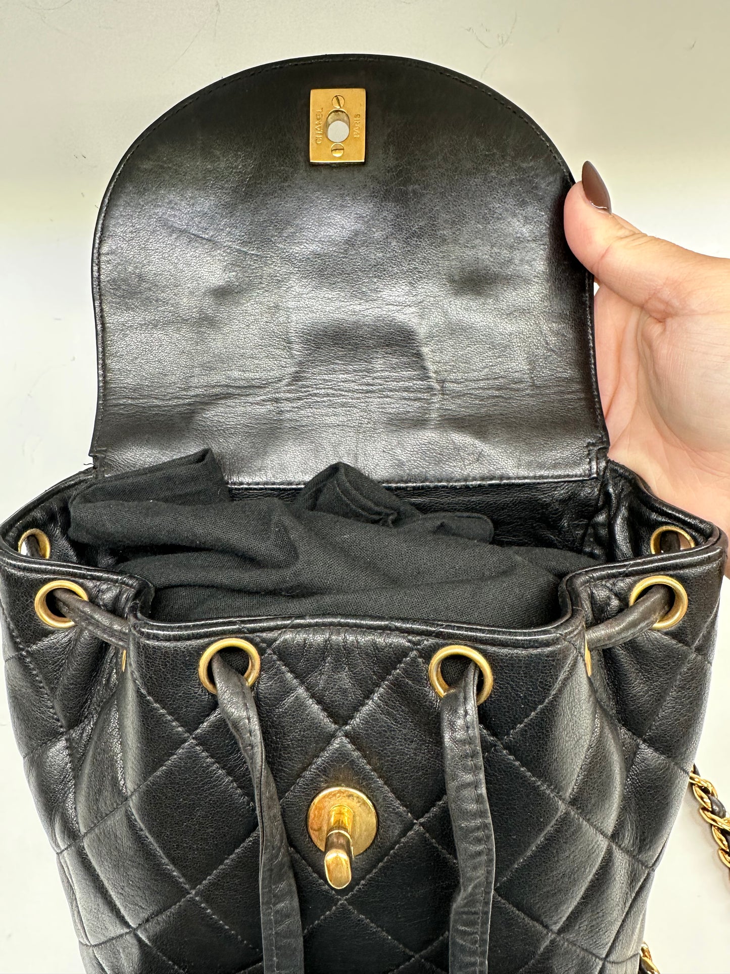 Chanel Duma Vintage Black Leather Backpack