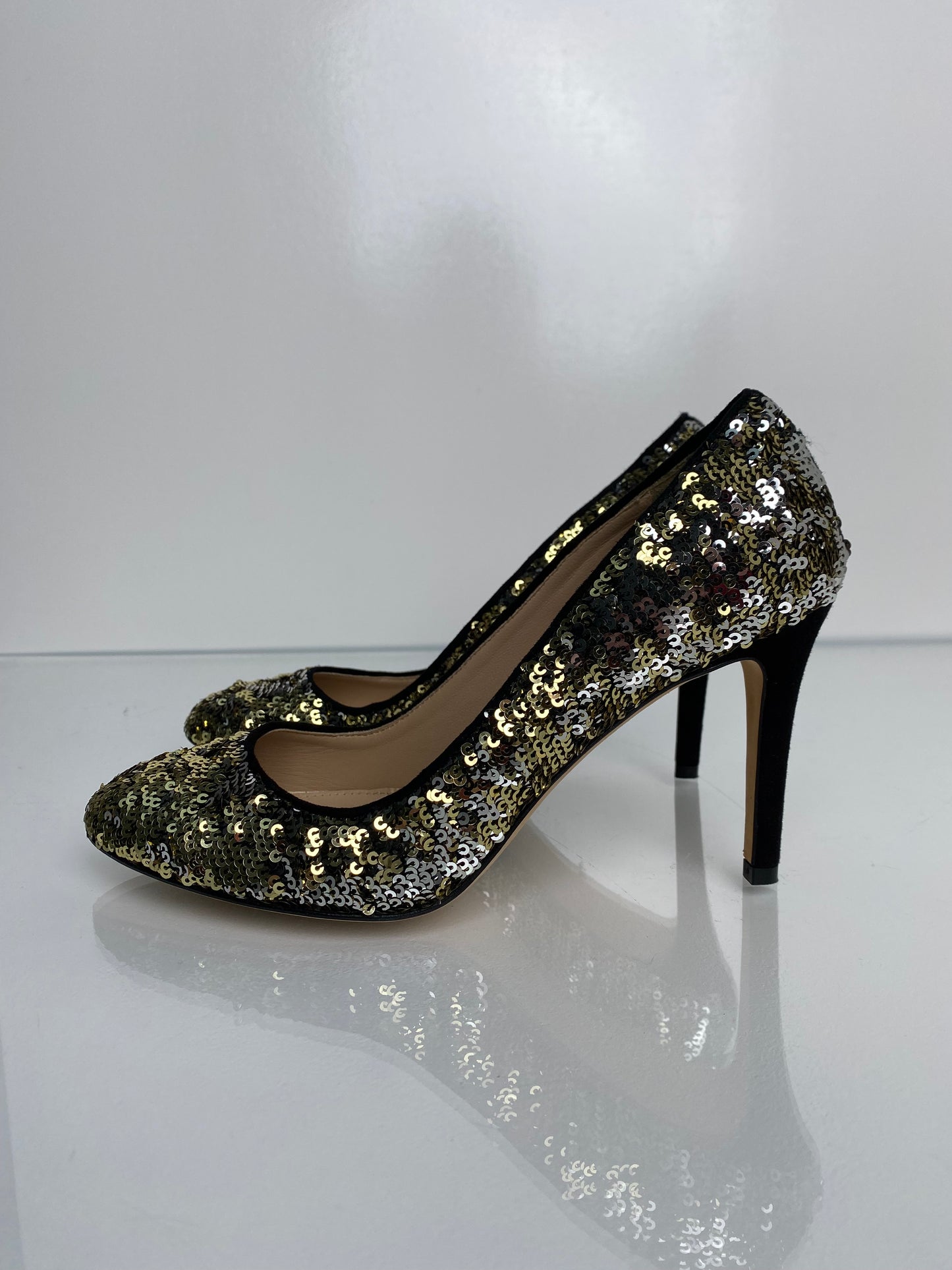 J Crew Gold & Silver Sequin Pumps, 7