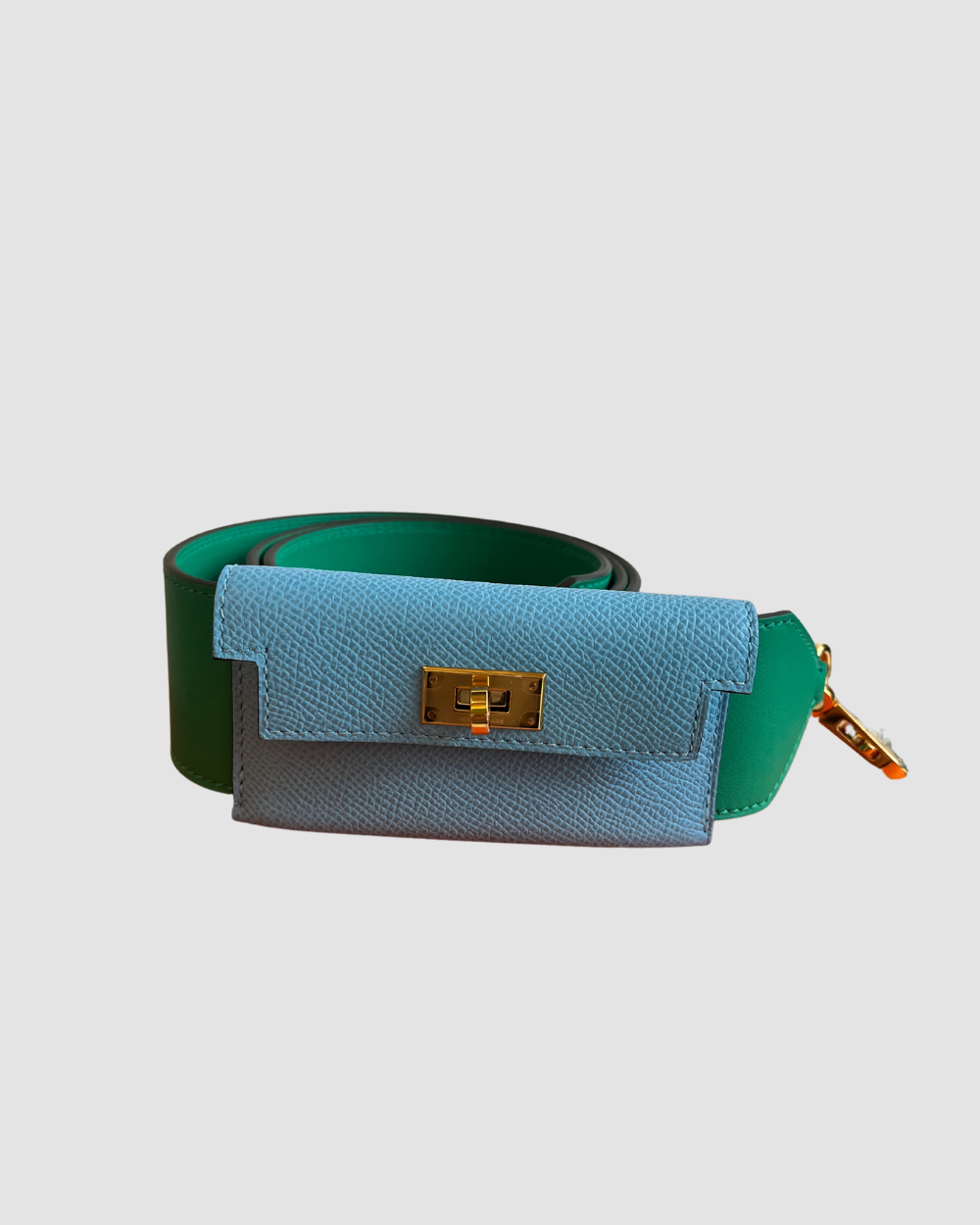 Hermes Kelly Pocket Strap Vert Vertigo Celeste GHW