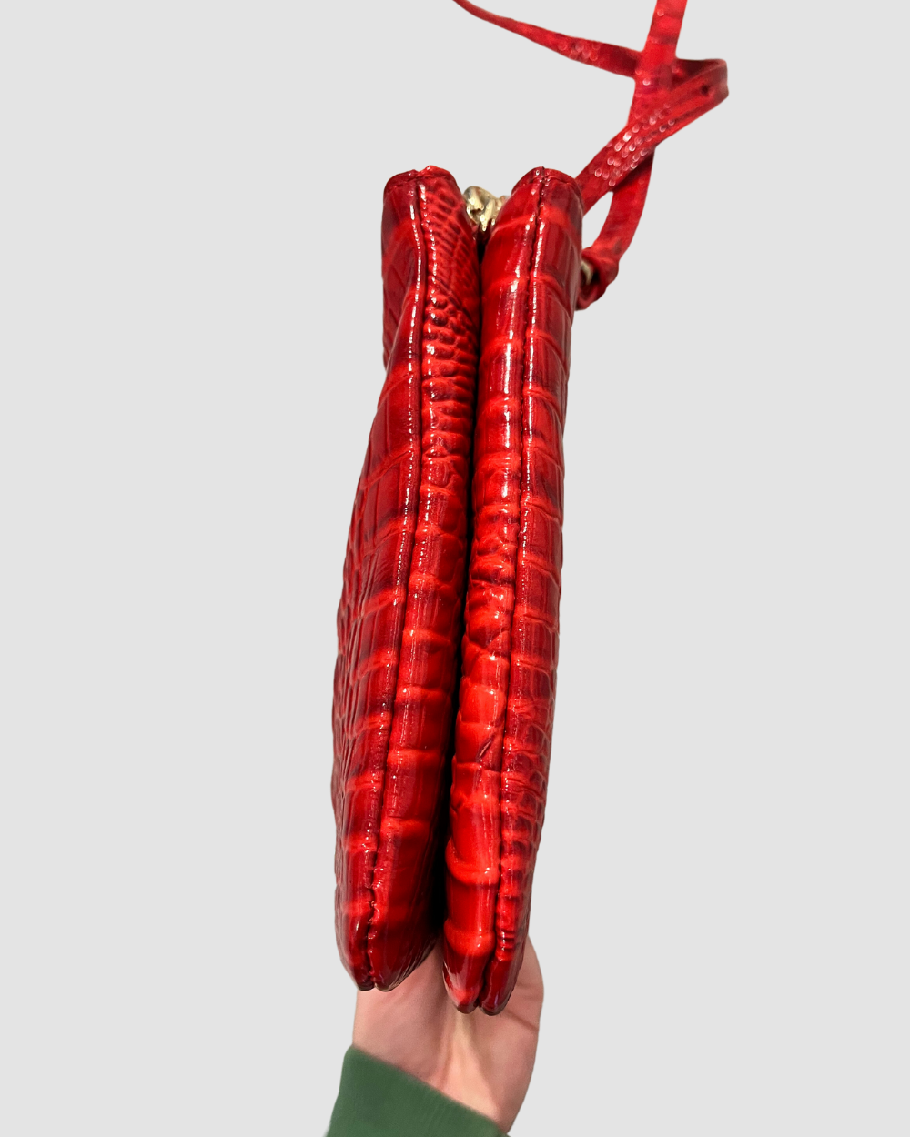 Brahmin red double zip crossbody