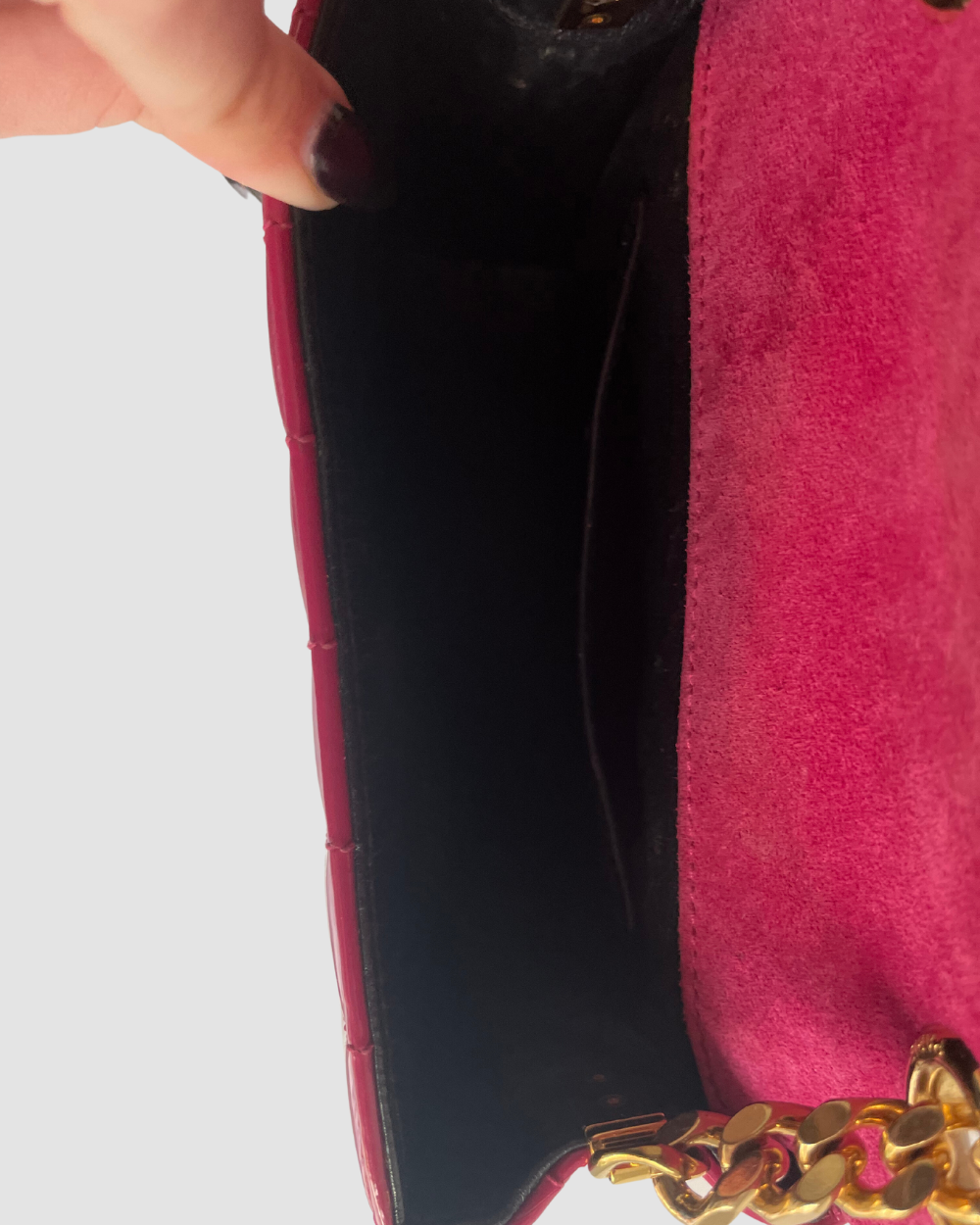 Saint Laurent Patent Vertical Vicky Pink