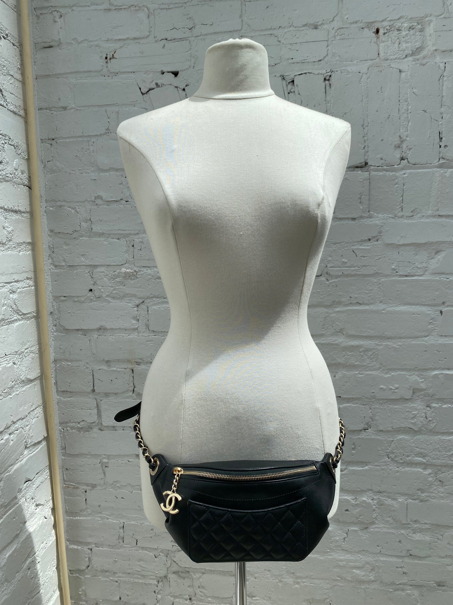Chanel Black Semi Quilted Bum Bag GHW