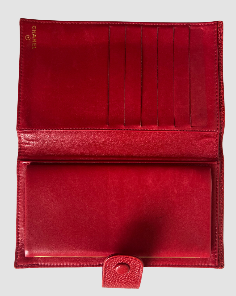Chanel Red Timeless French Wallet