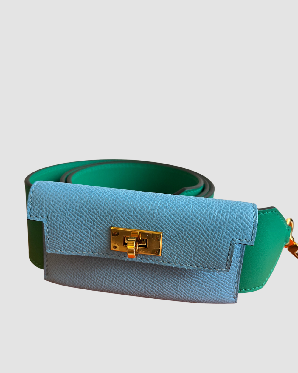 Hermes Kelly Pocket Strap Vert Vertigo Celeste GHW