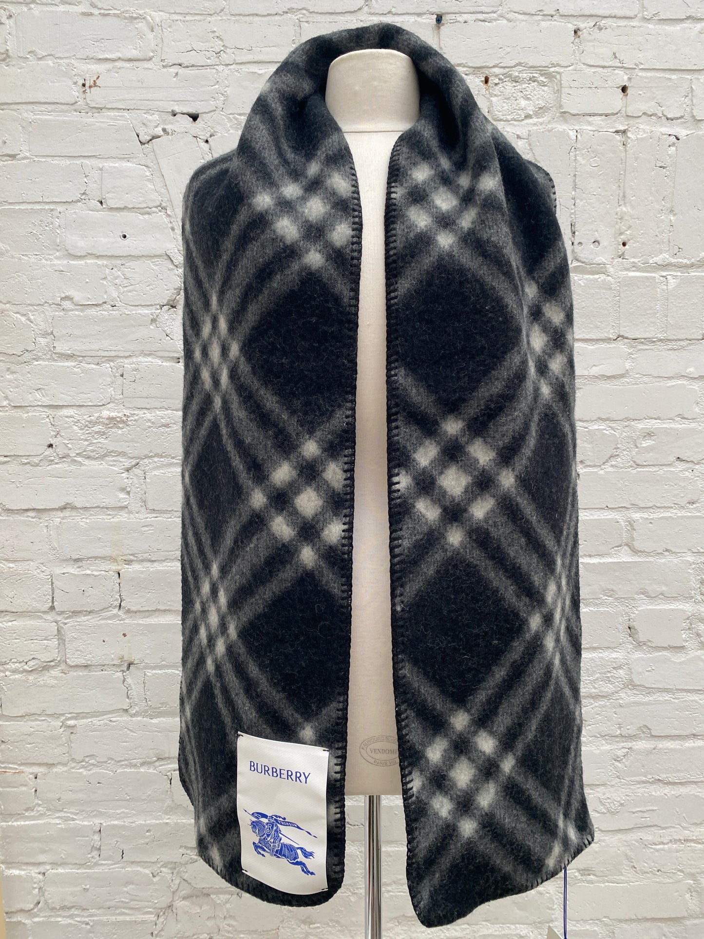 Burberry Black/White Plaid Scarf