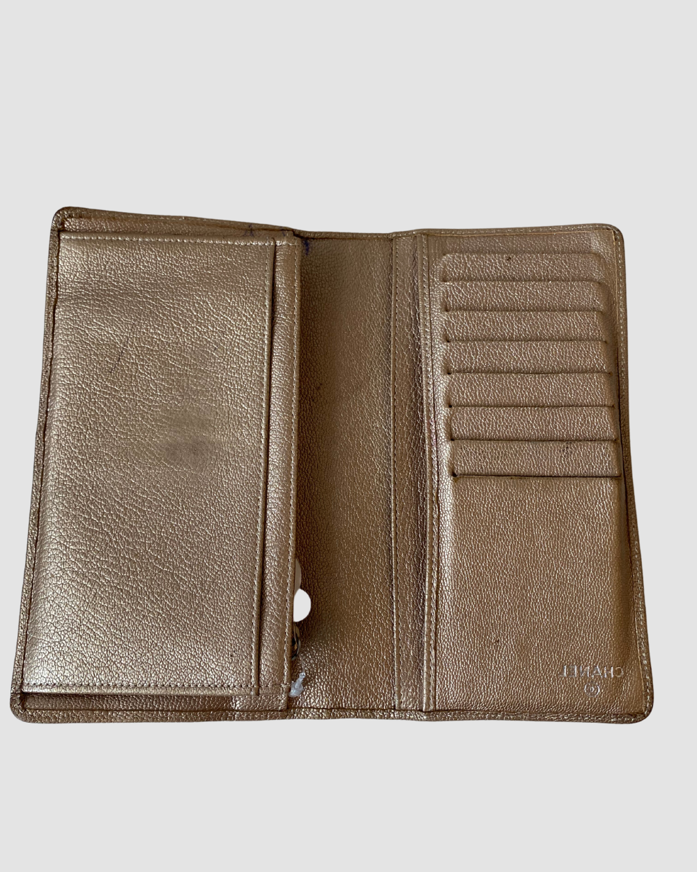 Chanel Vintage Metallic Gold Wallet As is