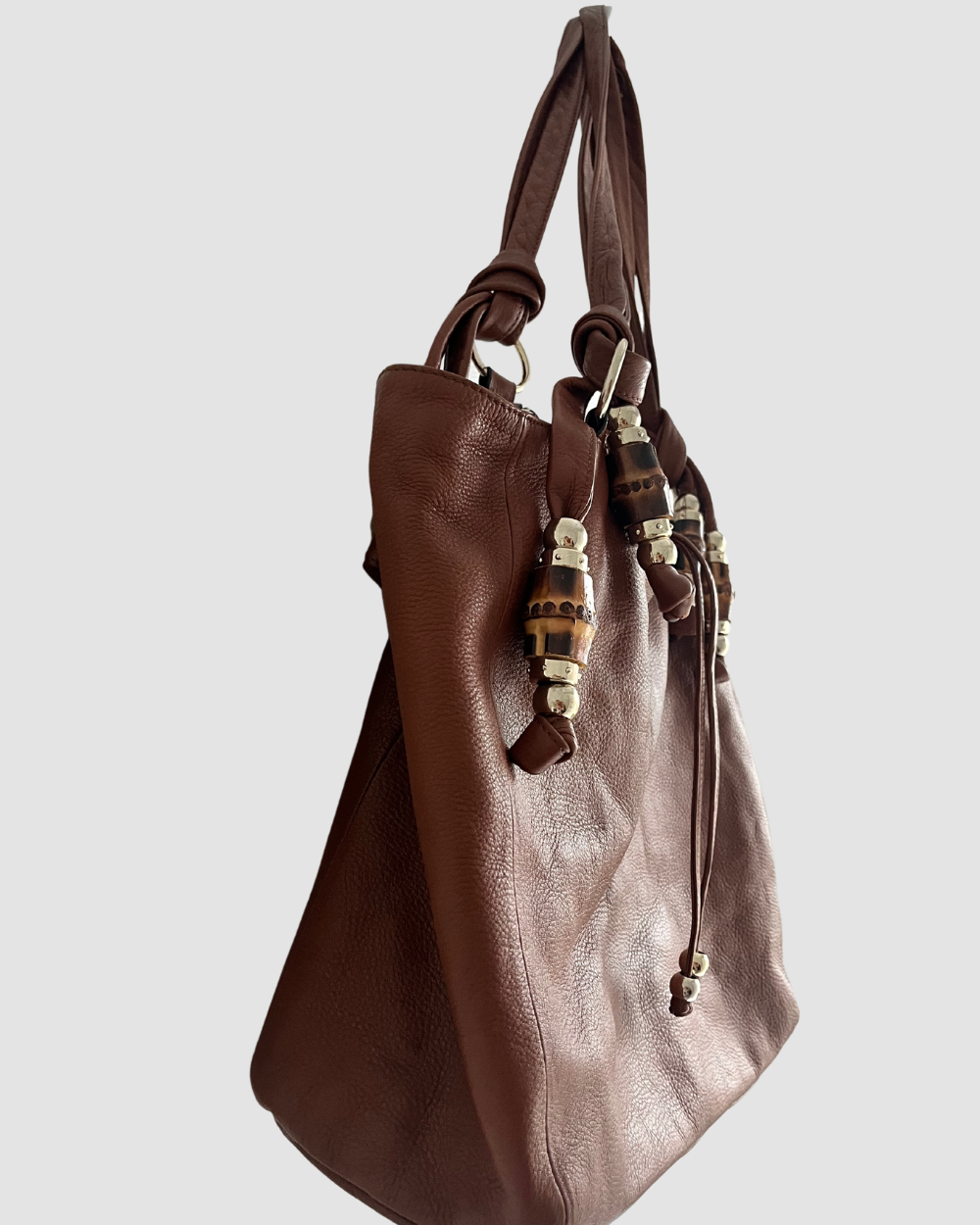 Gucci Brown Leather Tassel Bag