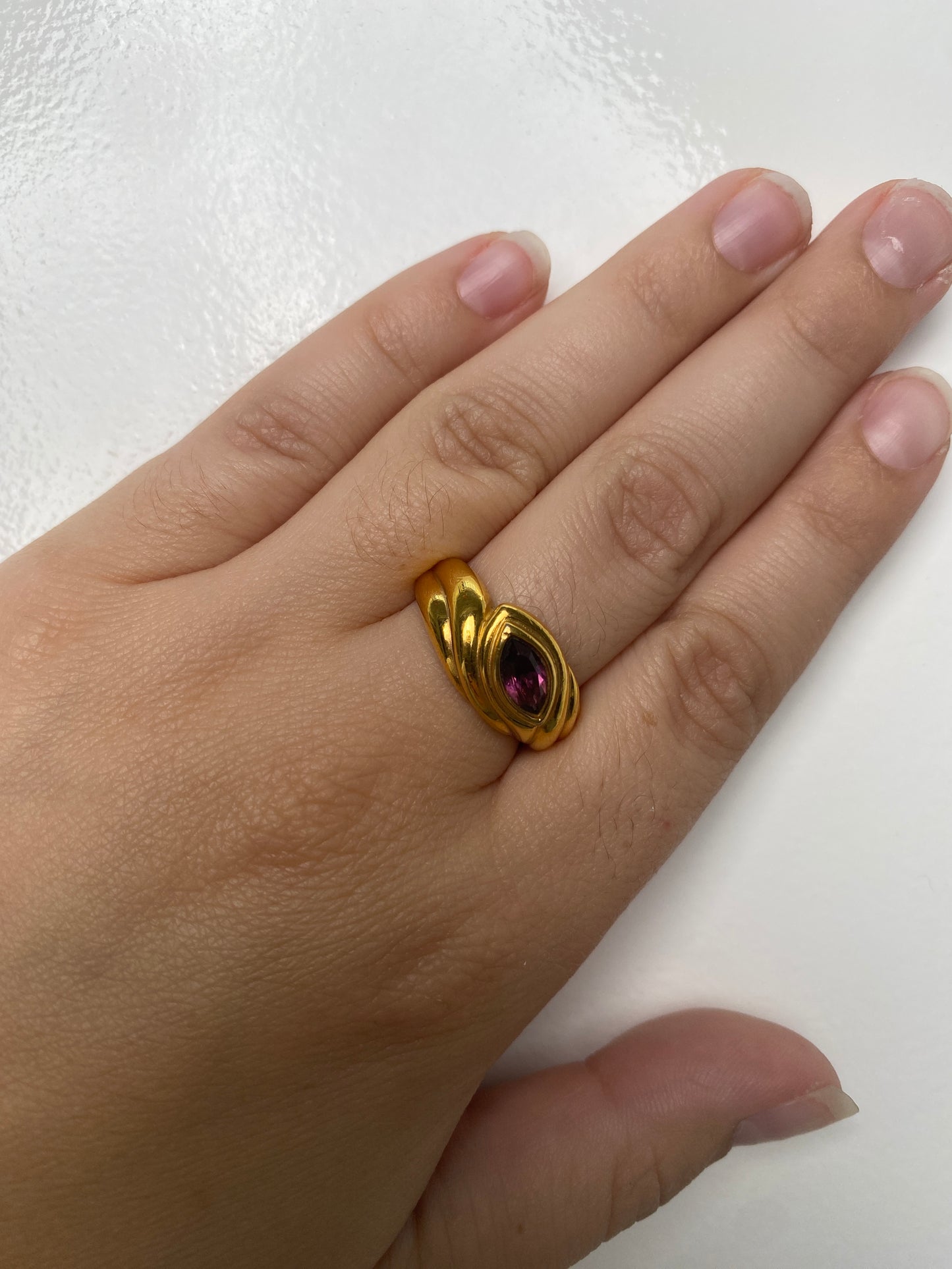 Lanvin Vintage Purple & Gold Ring, 7.25