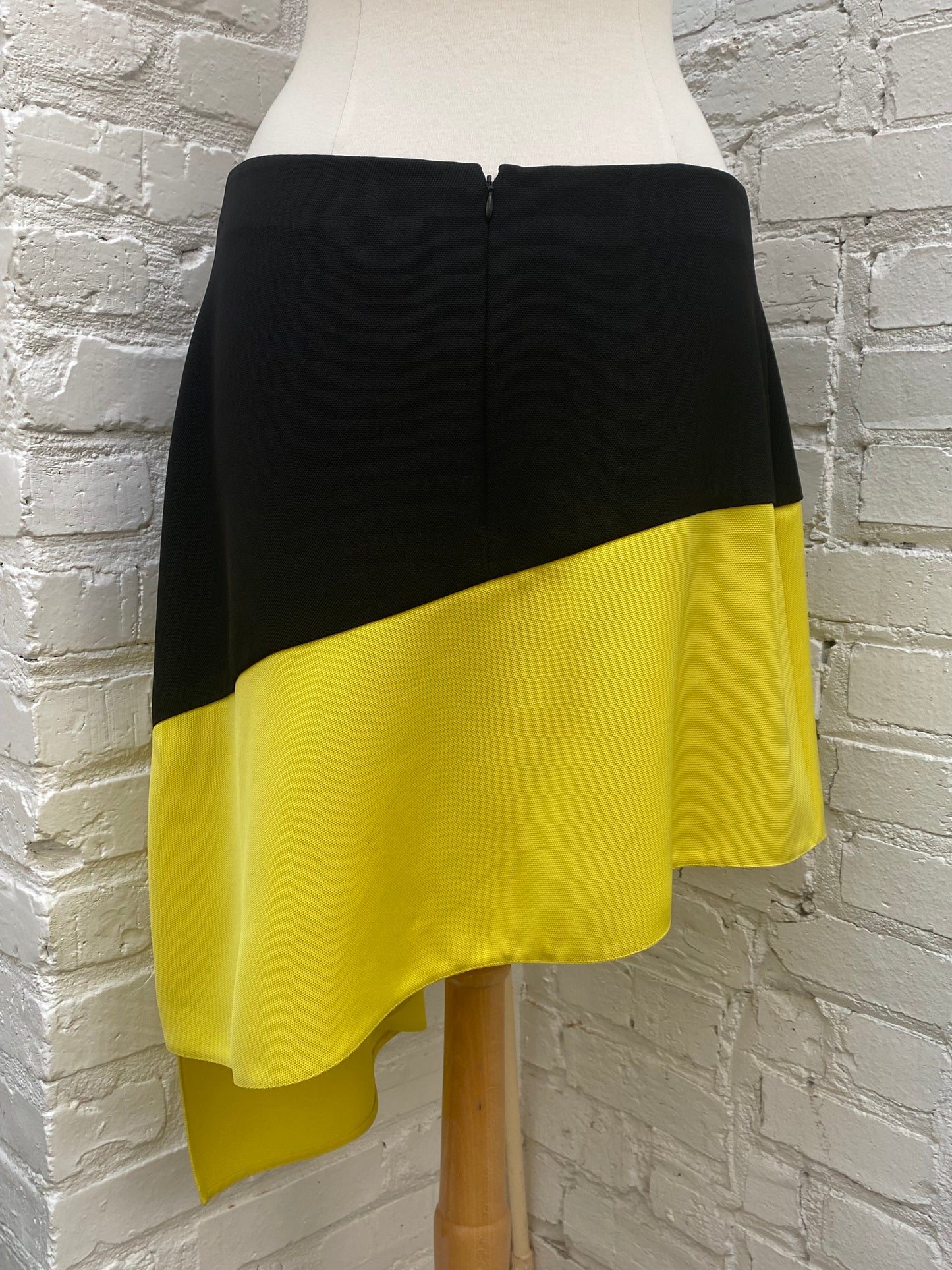 Balenciaga Black & Yellow Knee Length Asymetrical Skirt, 44