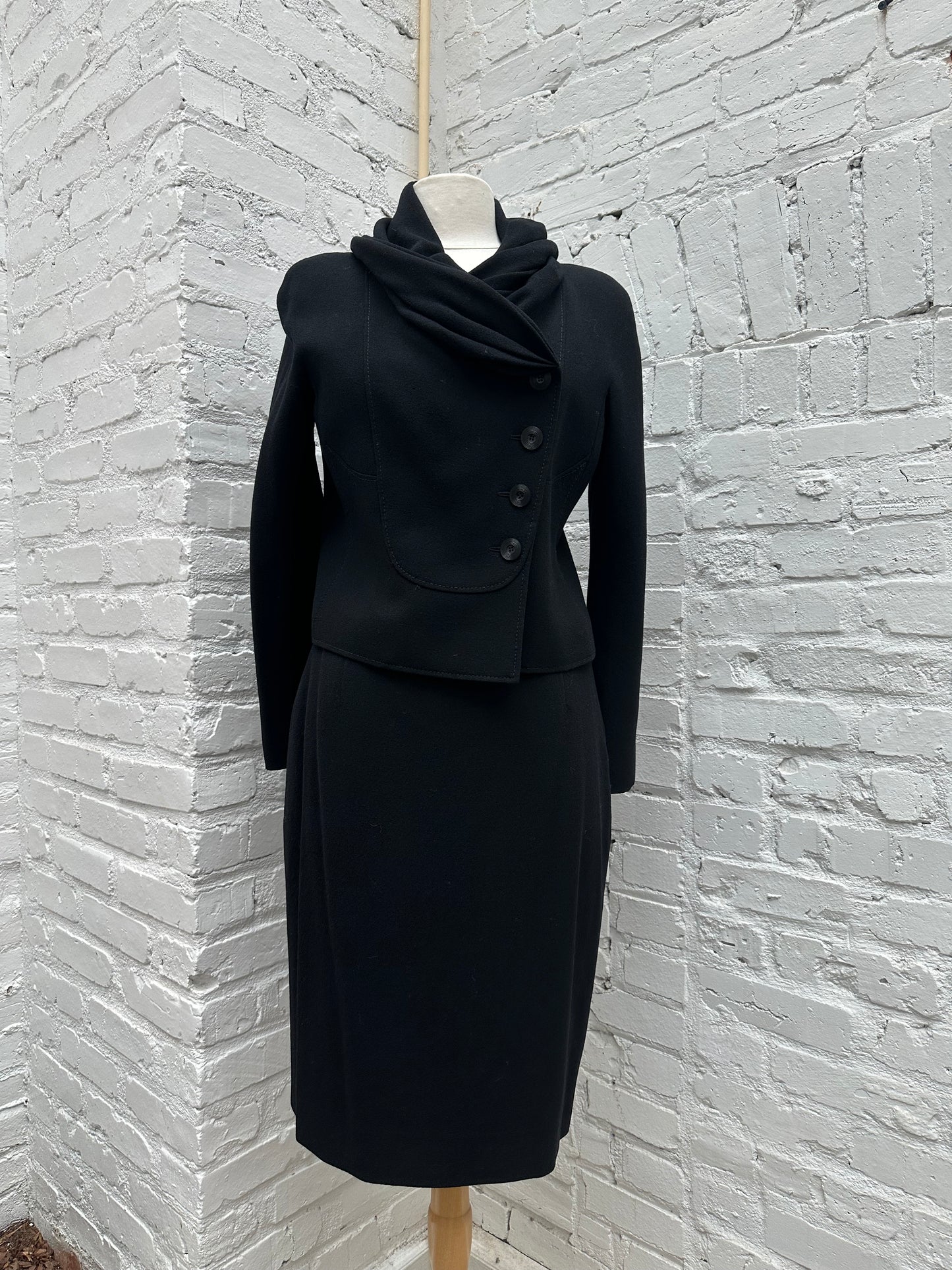 Valentino Vintage Black Jacket & Skirt Set, 10