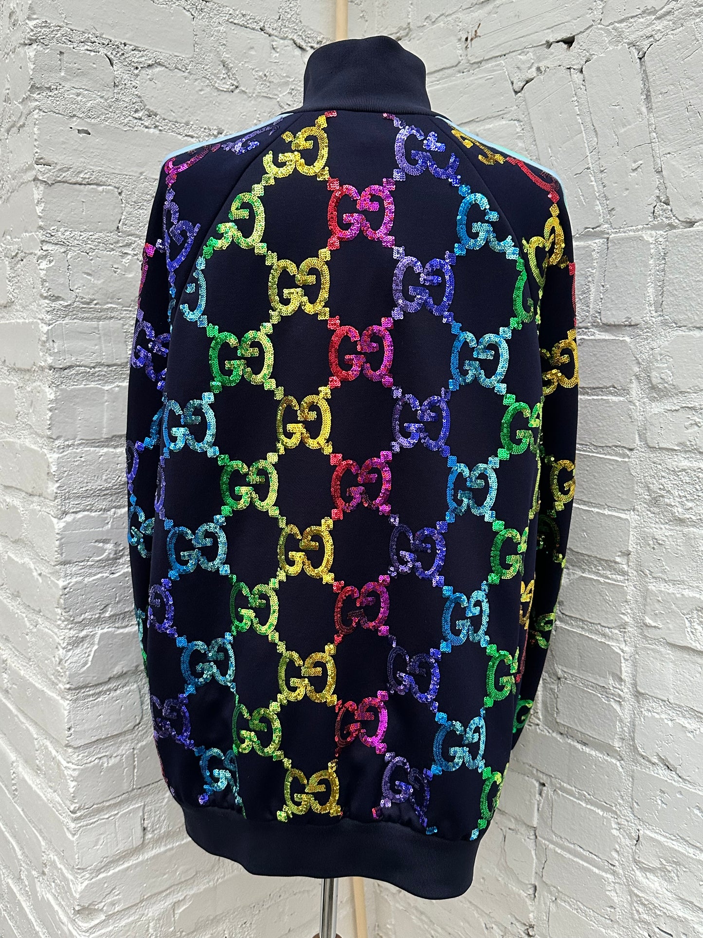 Gucci Navy/Multicolor GG Sequin Track Jacket, L