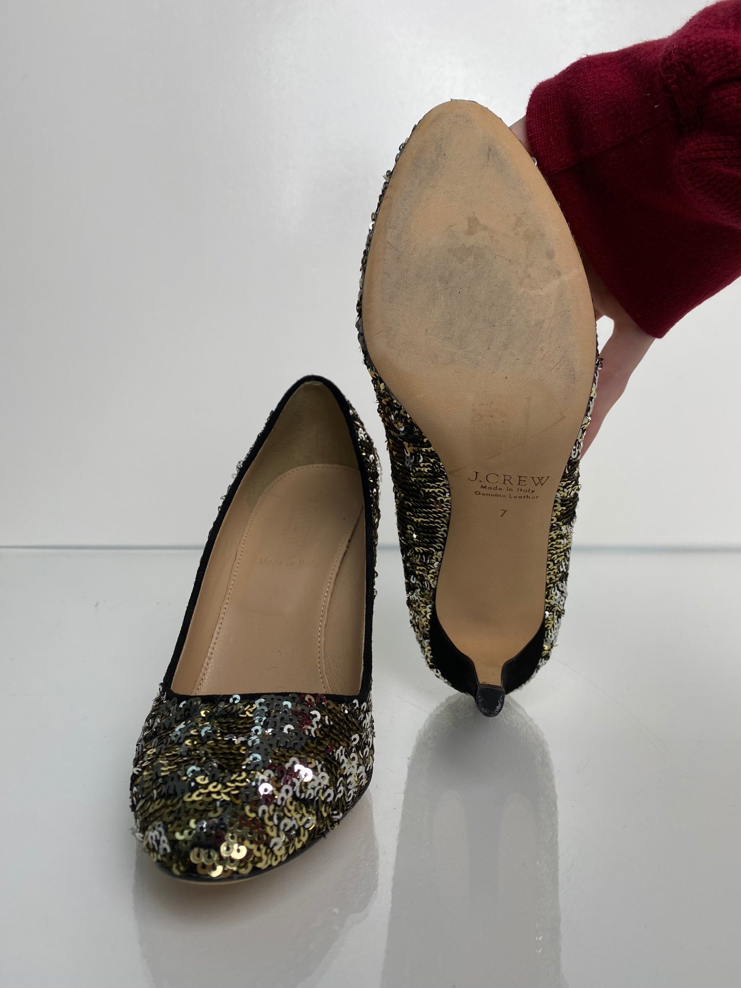 J Crew Gold & Silver Sequin Pumps, 7