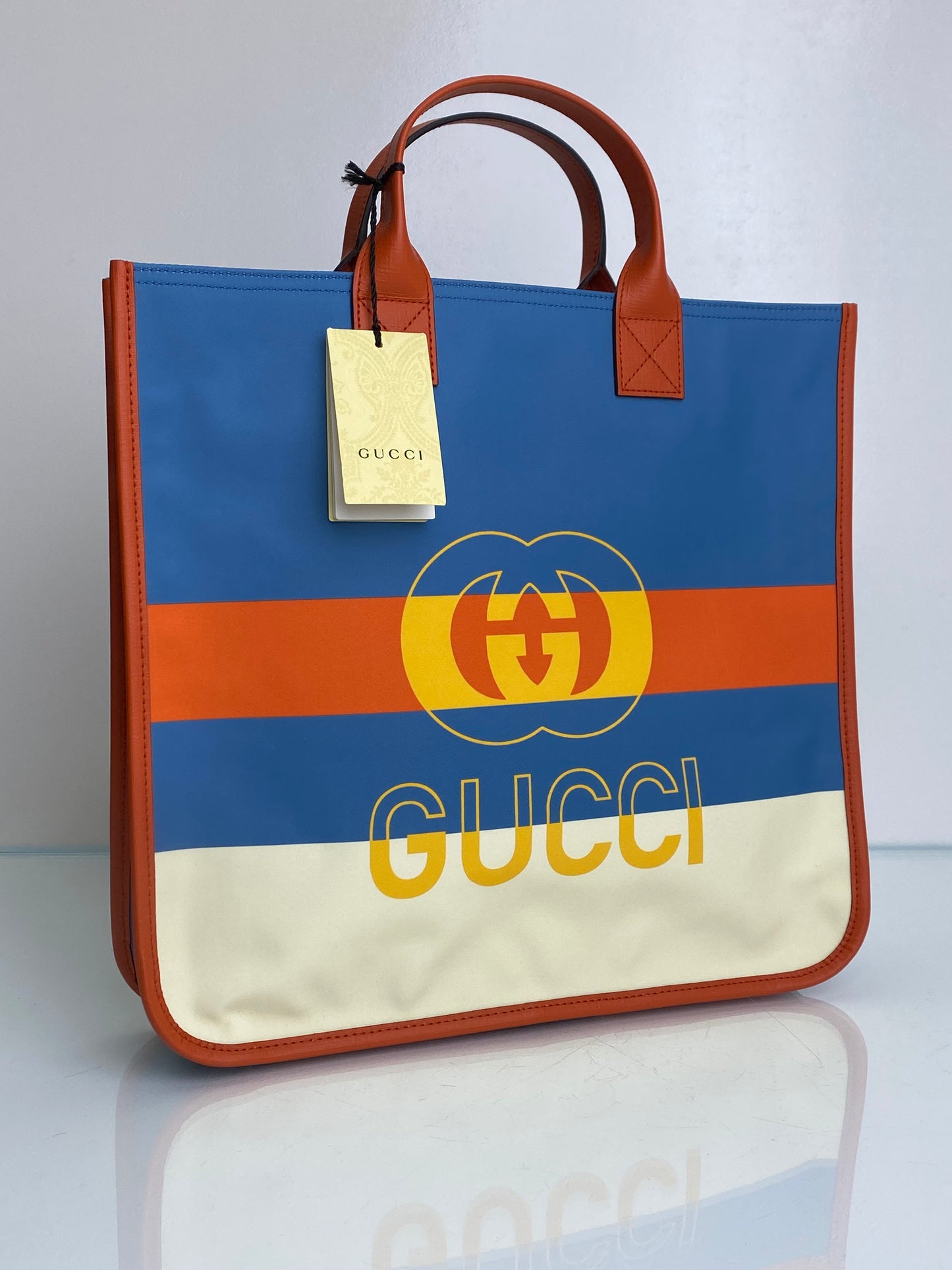 Gucci Blue, Orange, & Cream Tote Bag