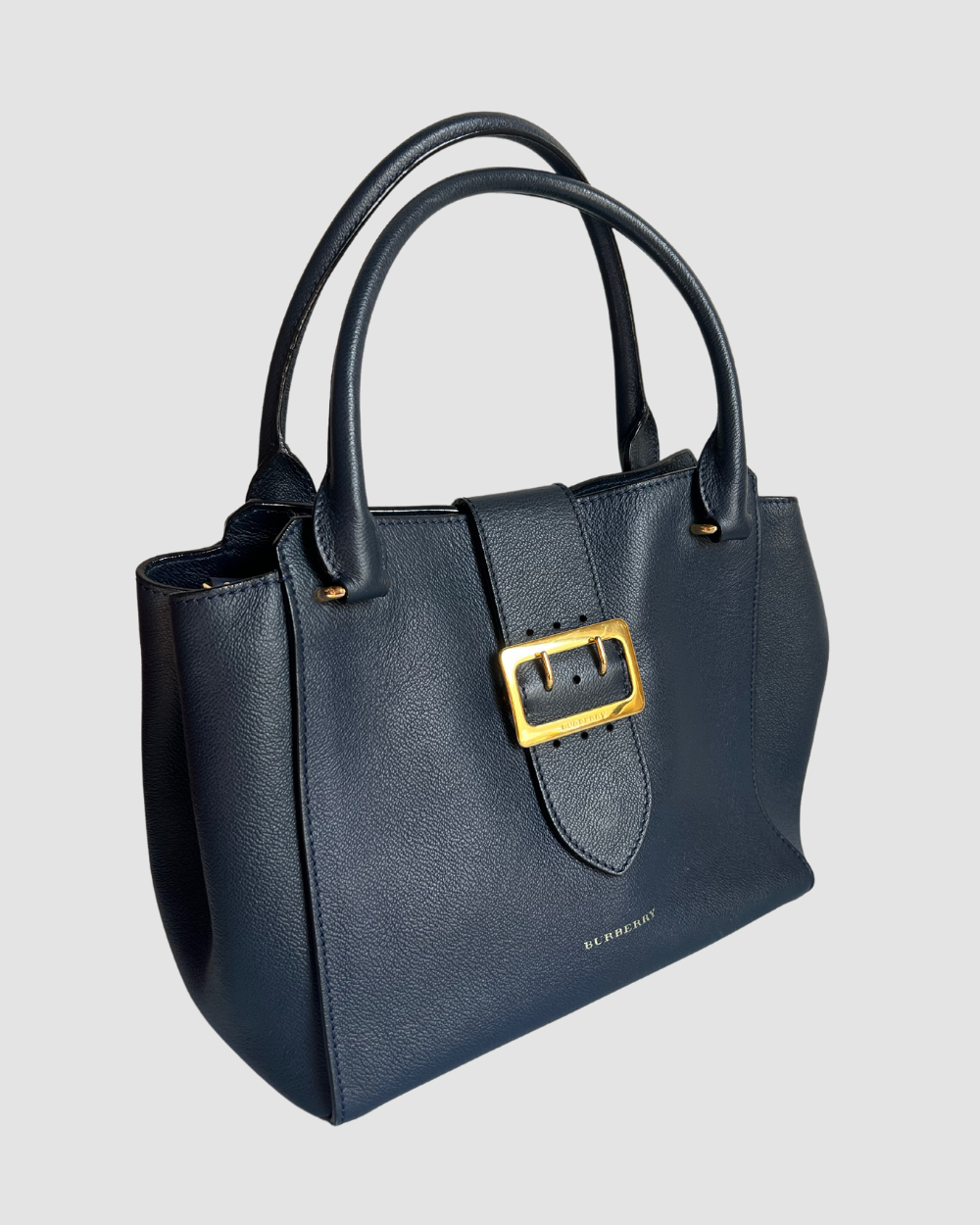 Burberry Navy Leather Buckle Tote Bag