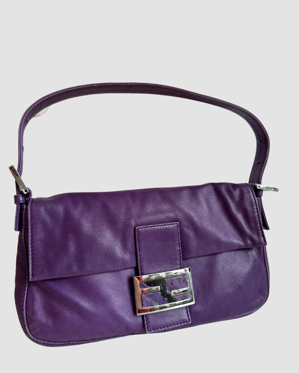 Fendi Purple Leather Baguette Bag