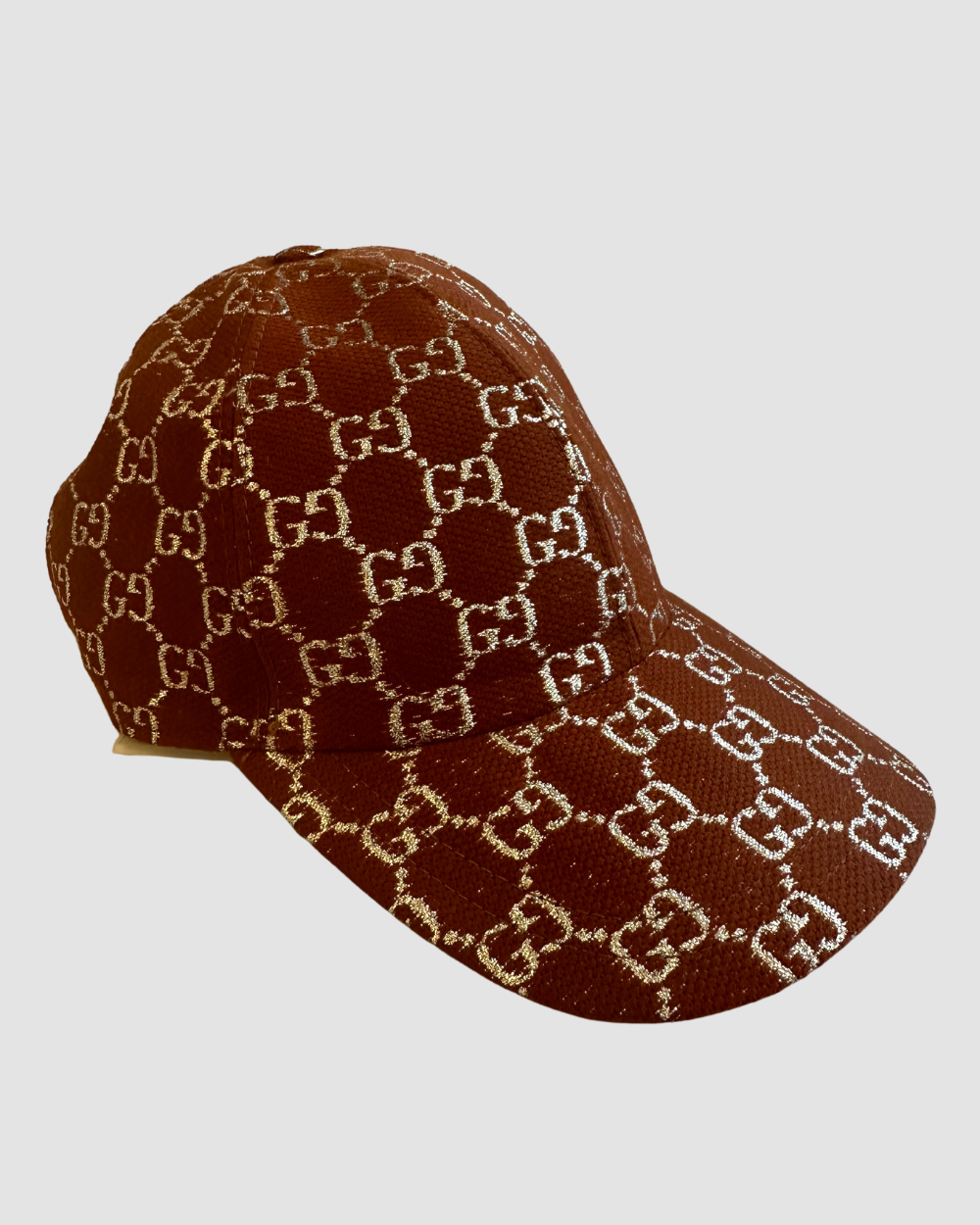 Gucci Burnt Orange & Silver Logo Baseball Hat