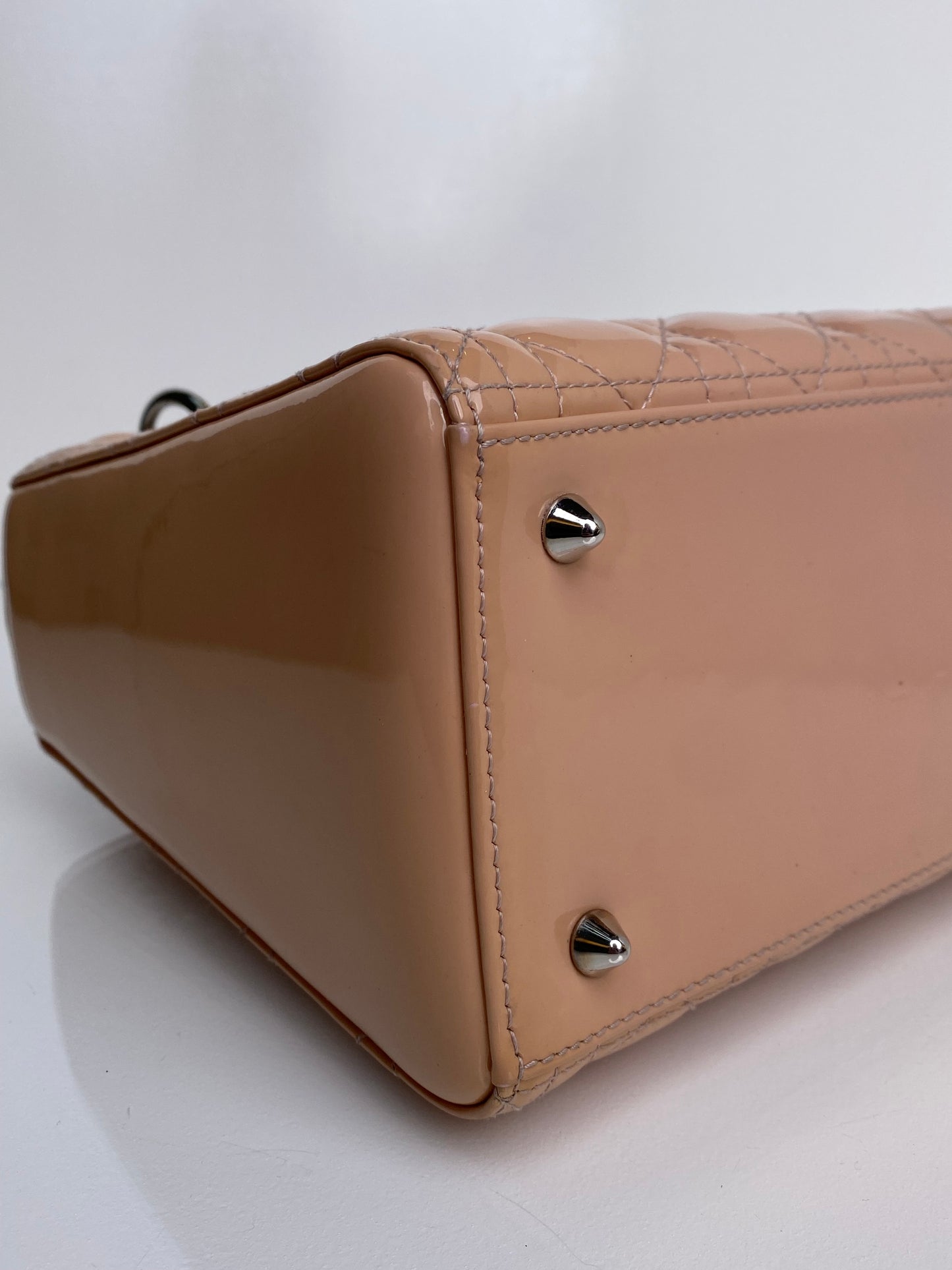 Dior Tan/Peach Patent Lady Dior Bag