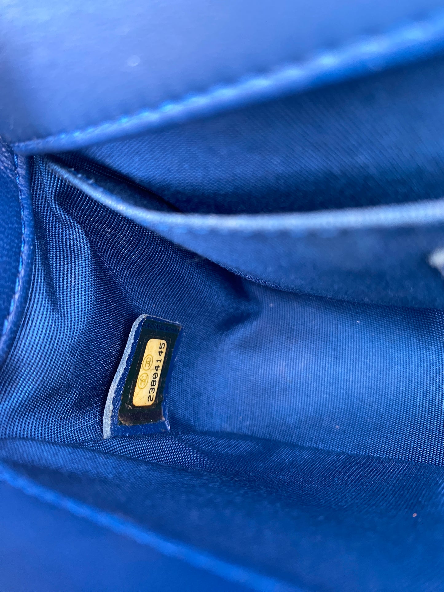 Chanel Boy Bag Blue Chevron Lambskin Small GHW