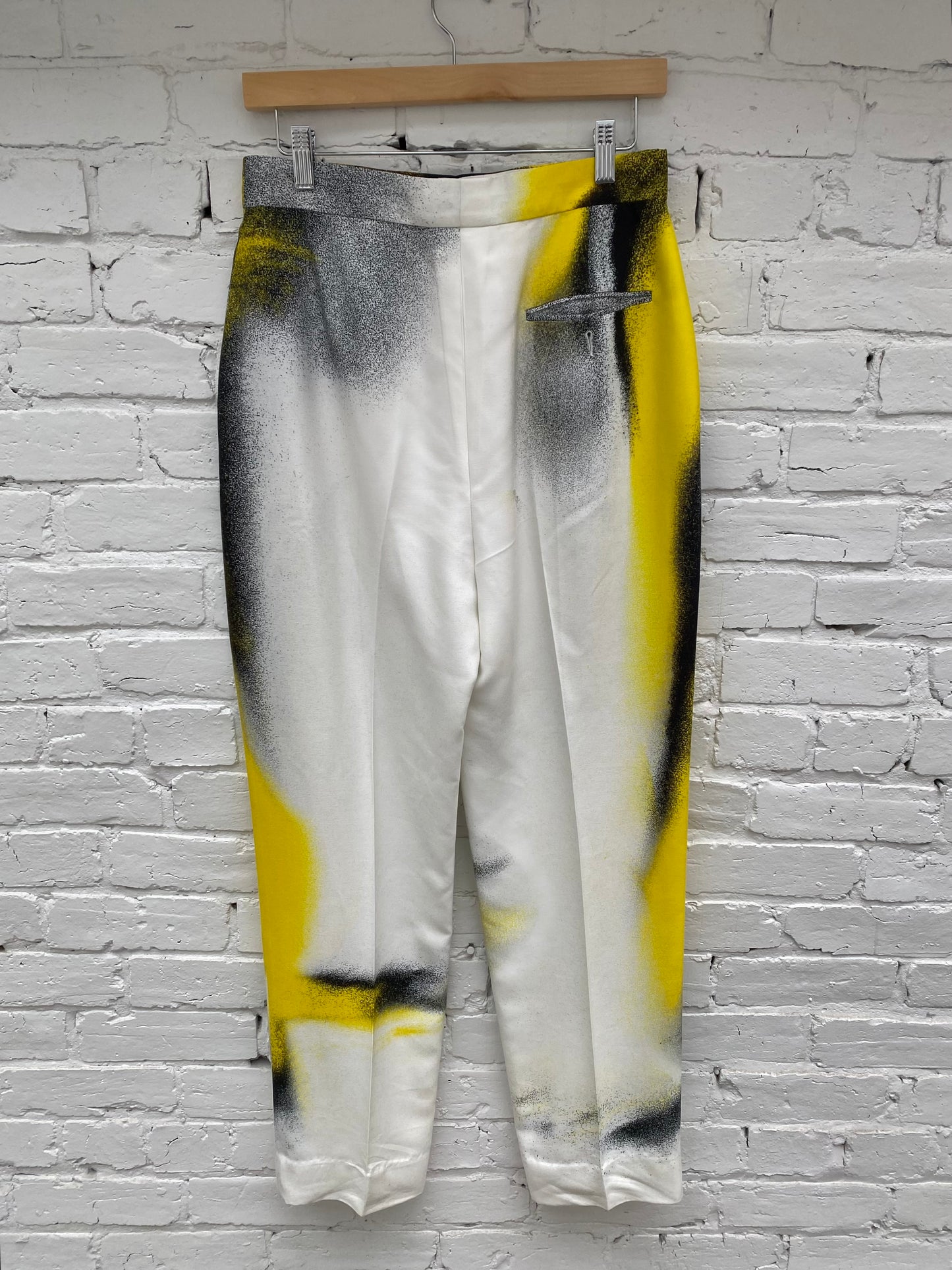 Alexander McQueen Yellow, White, & Black Spraypaint Pants, 44