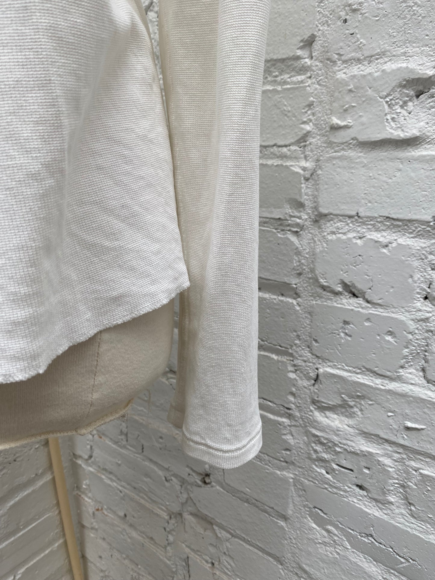 Billy Reid White Waffle Knit Long Sleeve, M