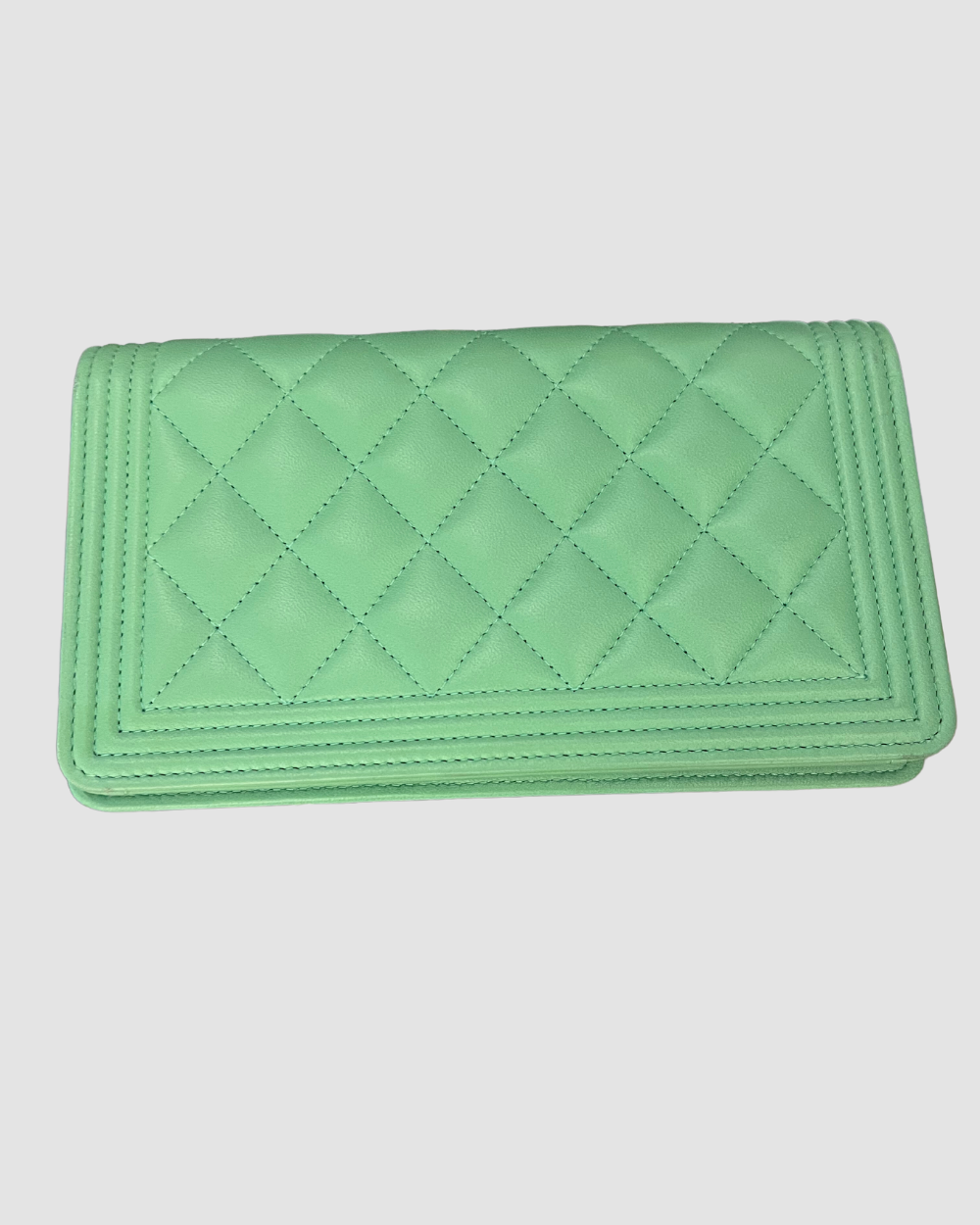 Chanel Boy Bi-Fold Mint Green Lambskin Wallet GHW #27