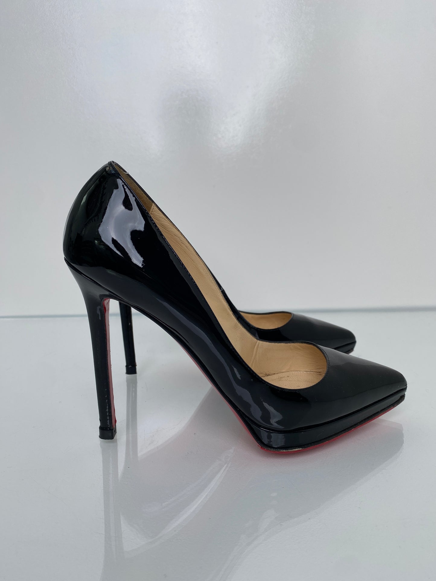 Christian Louboutin Black Patent Heels, 38.5