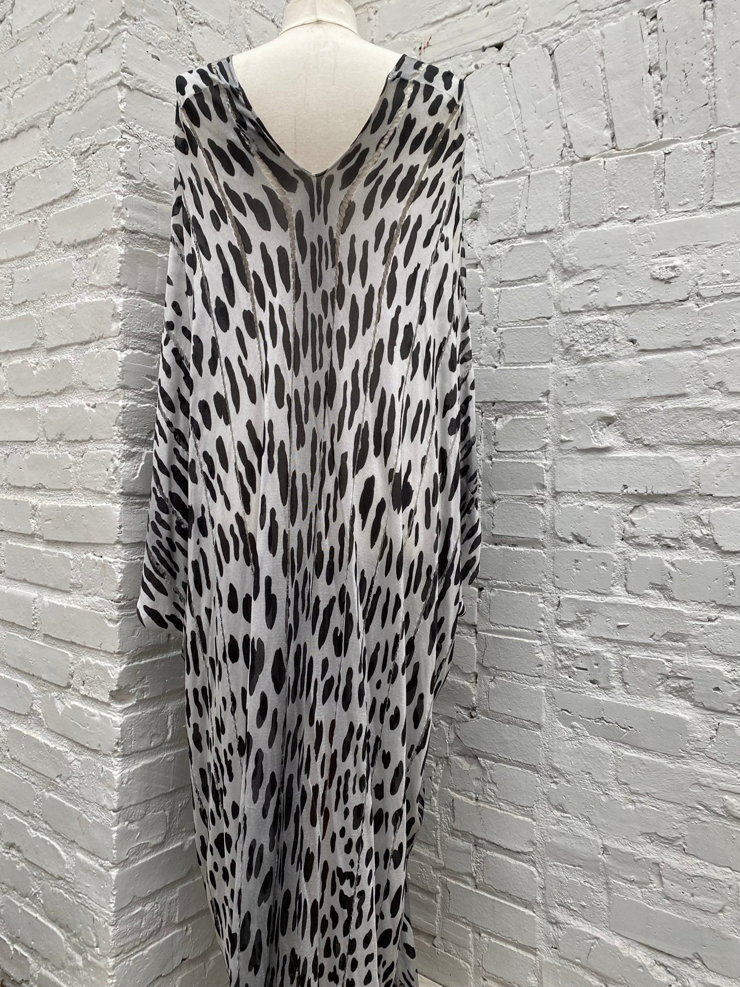 Tom Ford White & Black Polka Dot Distresses Caftan, O/S