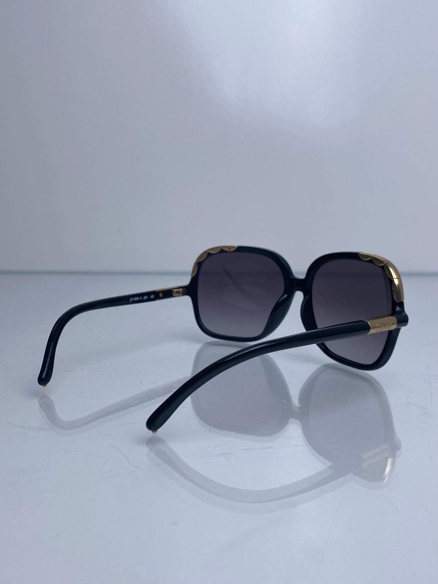 Chloe Black & Gold Scallop Square Sunglasses