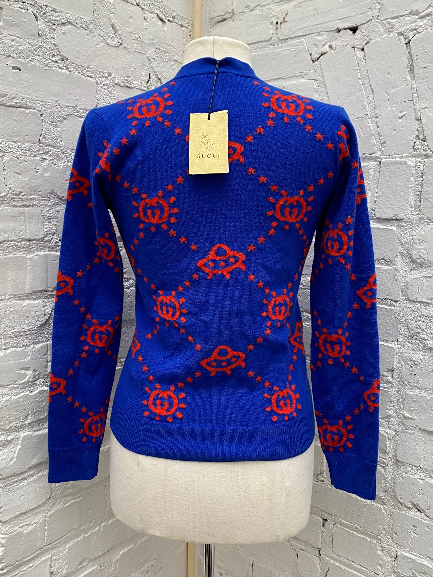 Gucci Kids Cobalt Blue GG Logo Cardigan, 12Y