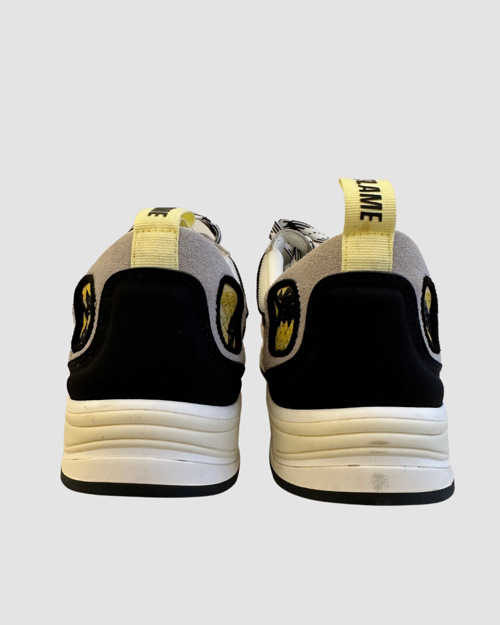 Sandro Yellow Snakeprint & Grey Suede Sneakers