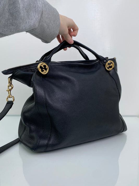 Gucci Miss GG Black Leather Shoulder Bag GHW