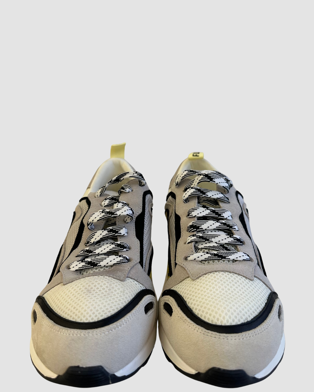 Sandro Yellow Snakeprint & Grey Suede Sneakers