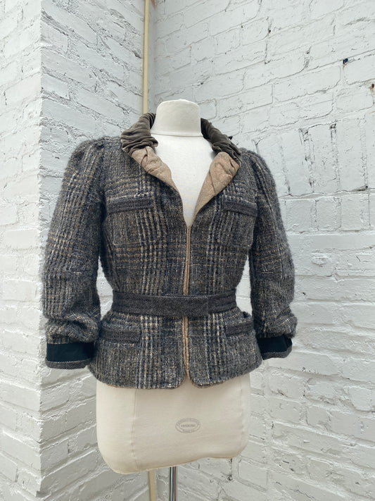 Louis Vuitton Grey & Brown Tweed Jacket, 38