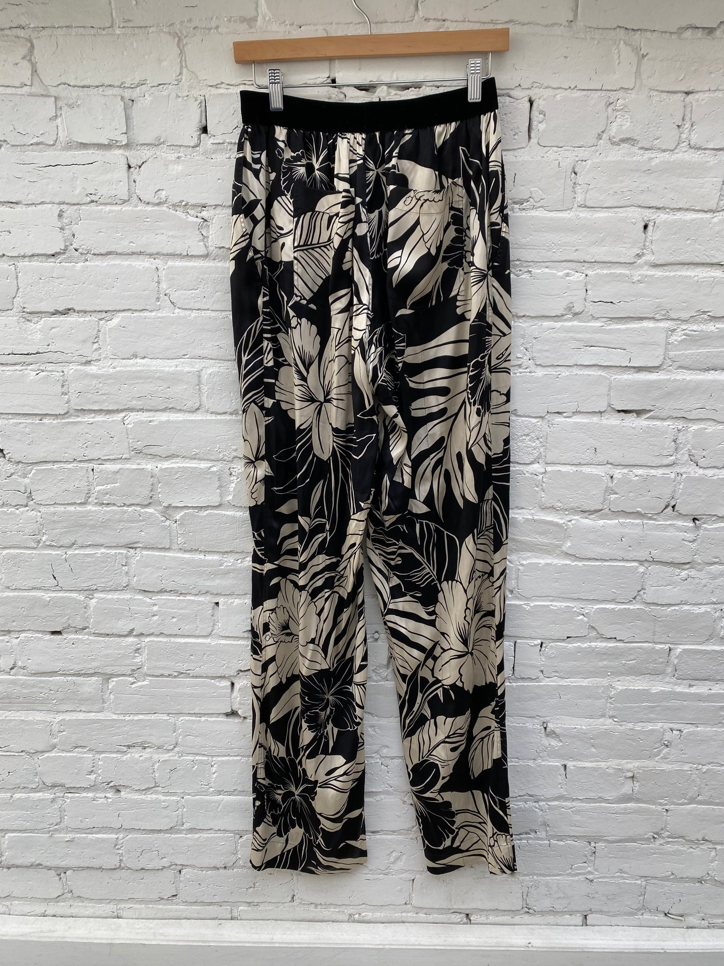 Tom Ford White & Black Floral Silk Pants, L
