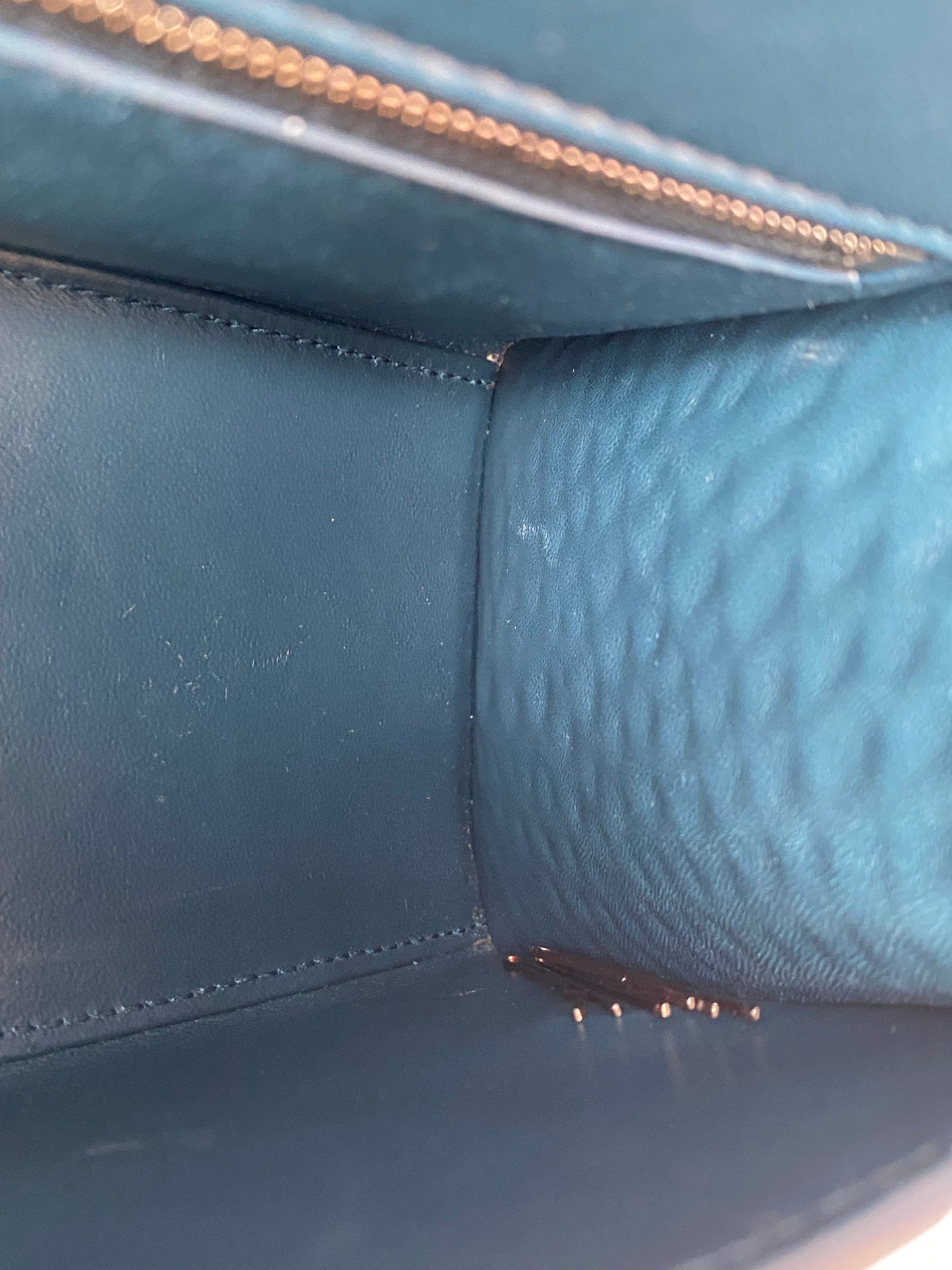 Balenciaga Teal Croc Embossed S Handle Hourglass Bag