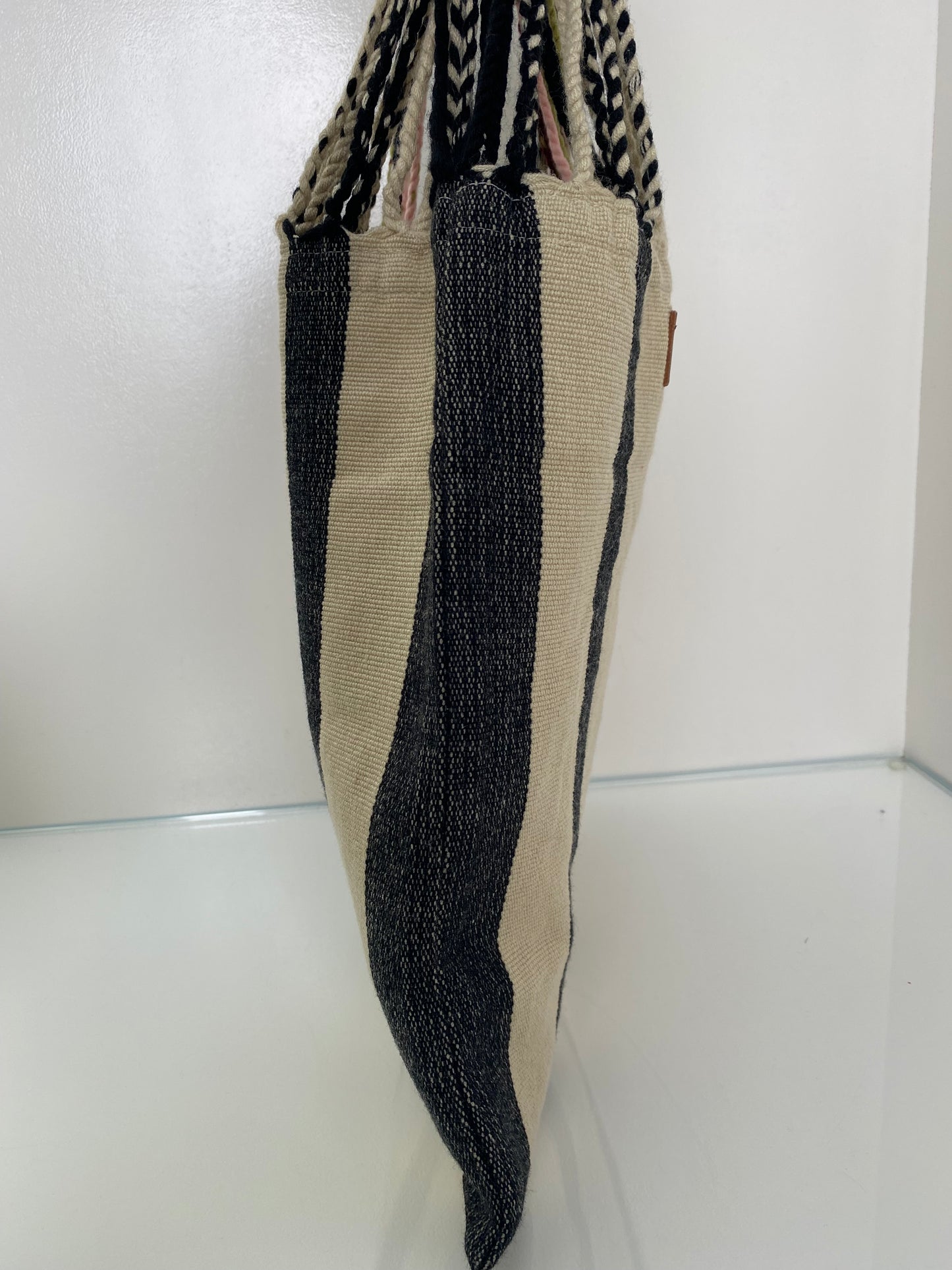 Marni Cream, Black, Burgundy, & Multicolor Striped Tote Bag