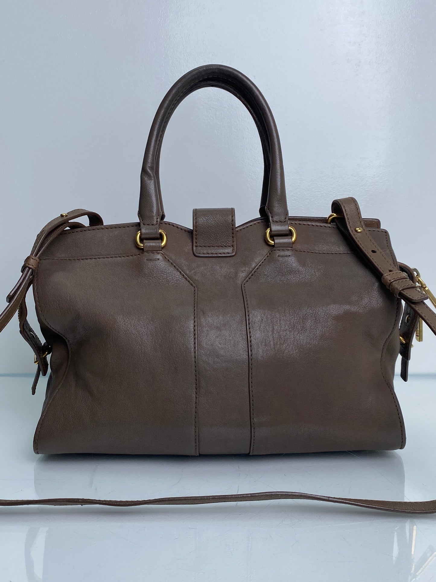 Saint Laurent Vintage Brown Y - Line Small Tote Bag GHW