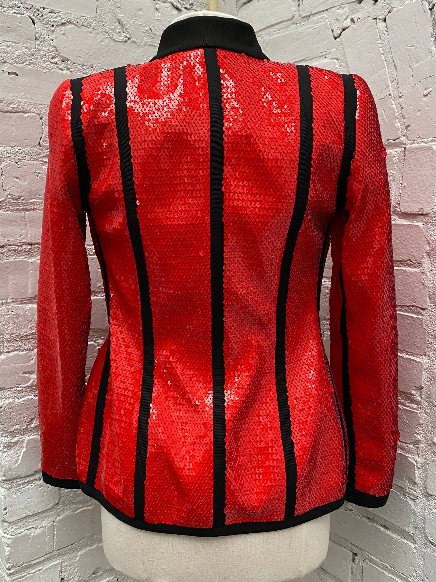 Chanel Red Sequin & Black Lined Jacket, 4