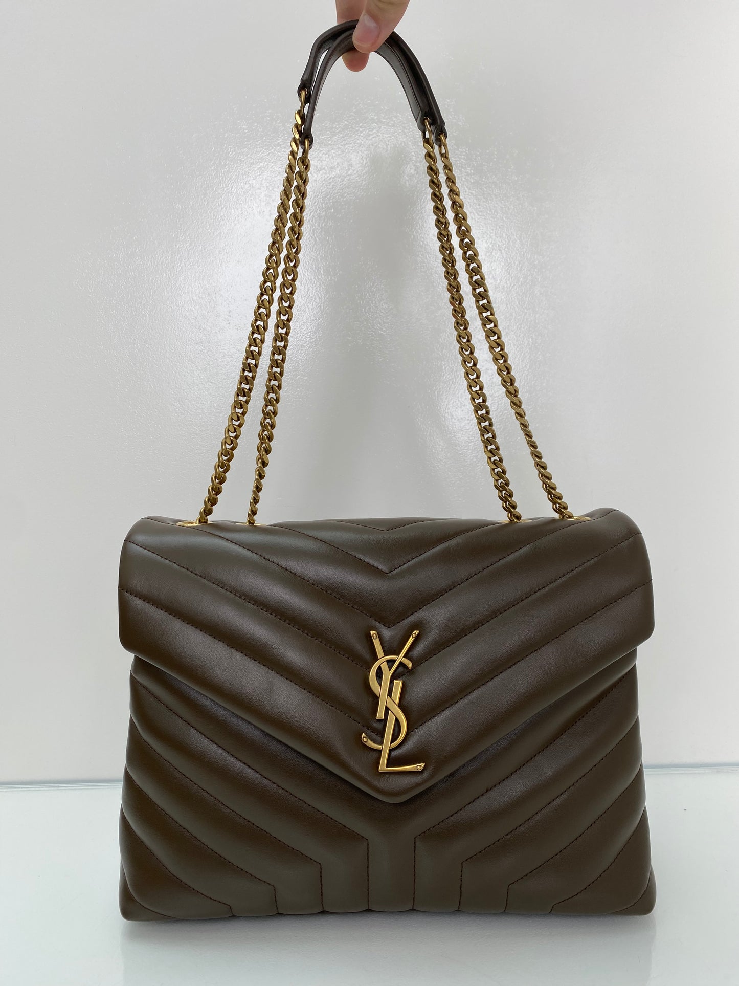 Saint Laurent Loulou Brown Matelasse Bag GHW