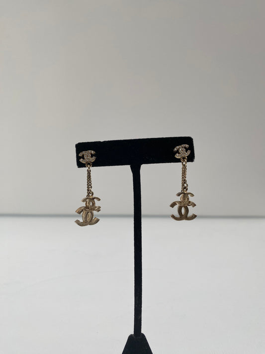 Chanel Rhinestone Dangle Earrings