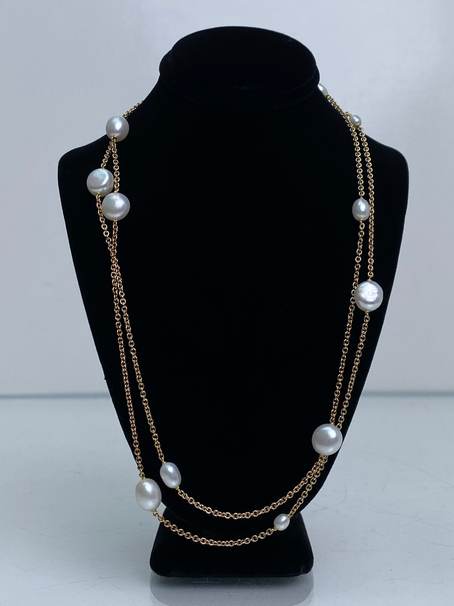Tiffany & Co Elsa Peretti 18KY Pearl By The Yard Necklace