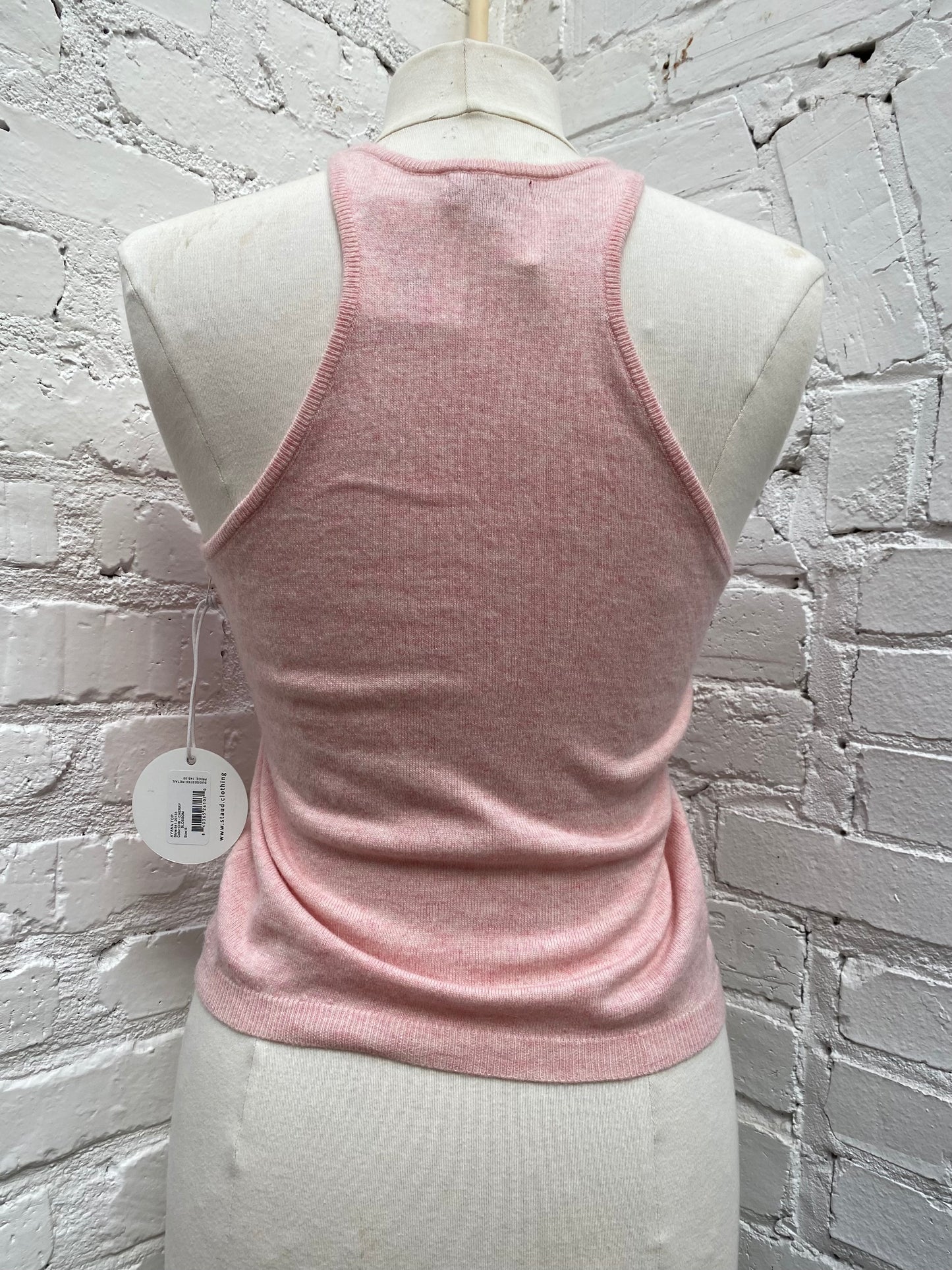 Staud Light Pink Knit Halter Top, S