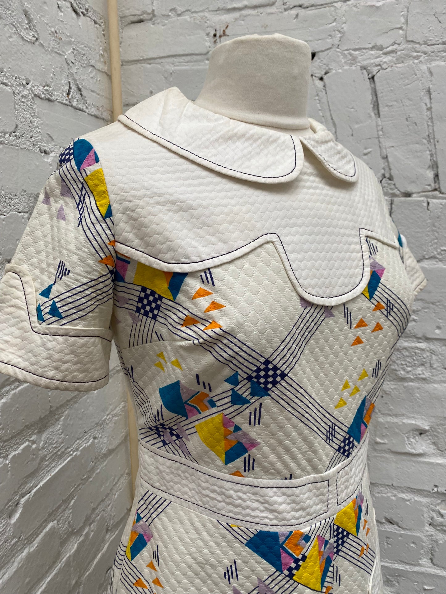 Vintage French 1960's White Dress, M