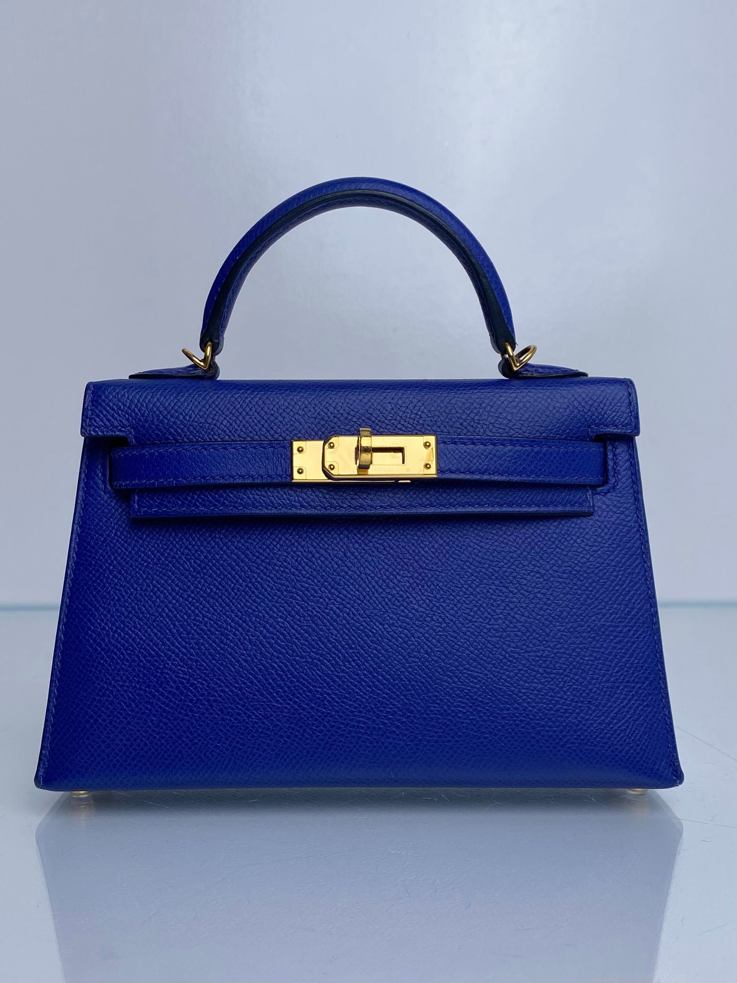 Hermes Mini Kelly Bleu Electrique Epsom GHW #C