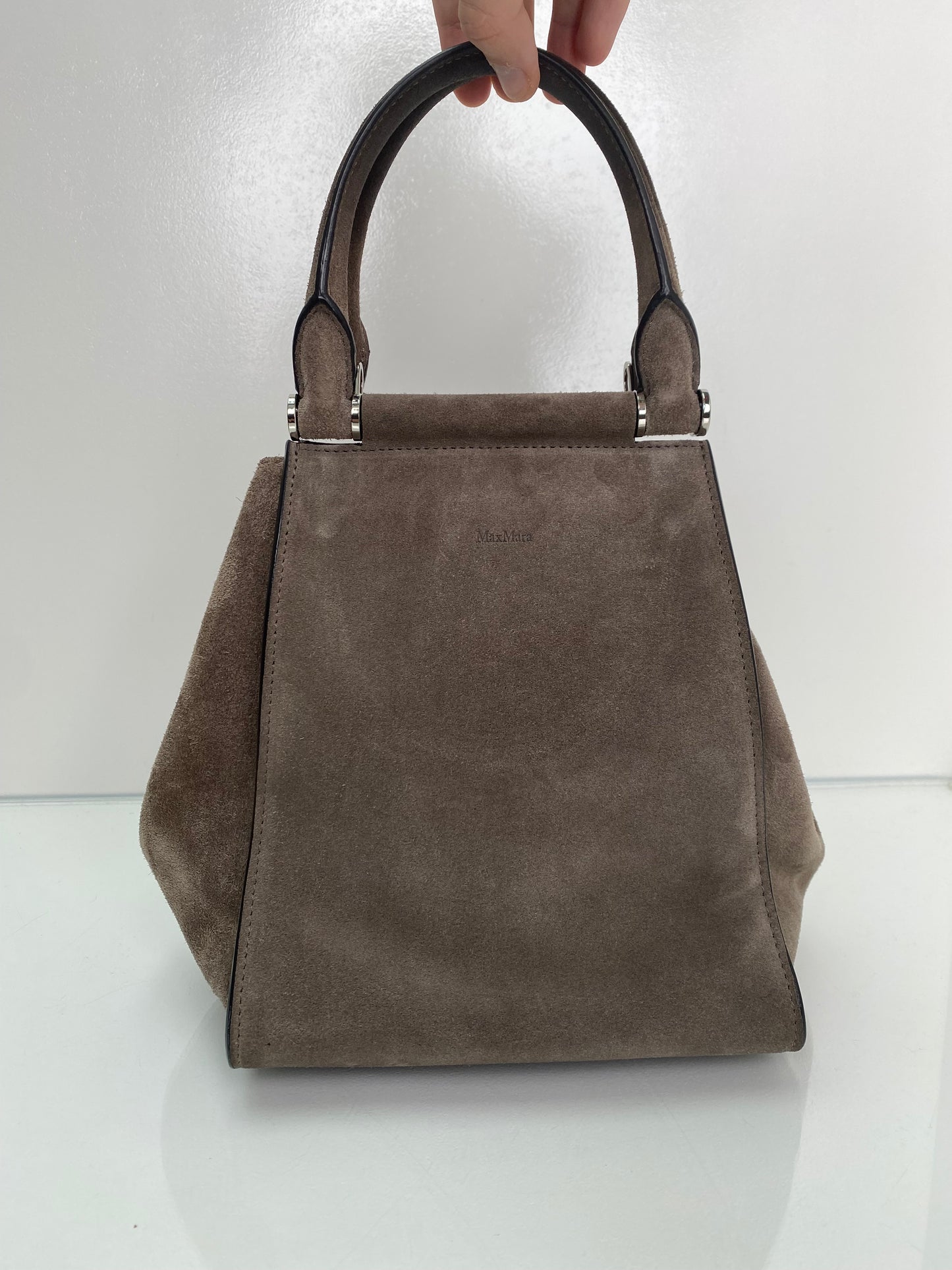 Max Mara Grey Taupe Suede Bag