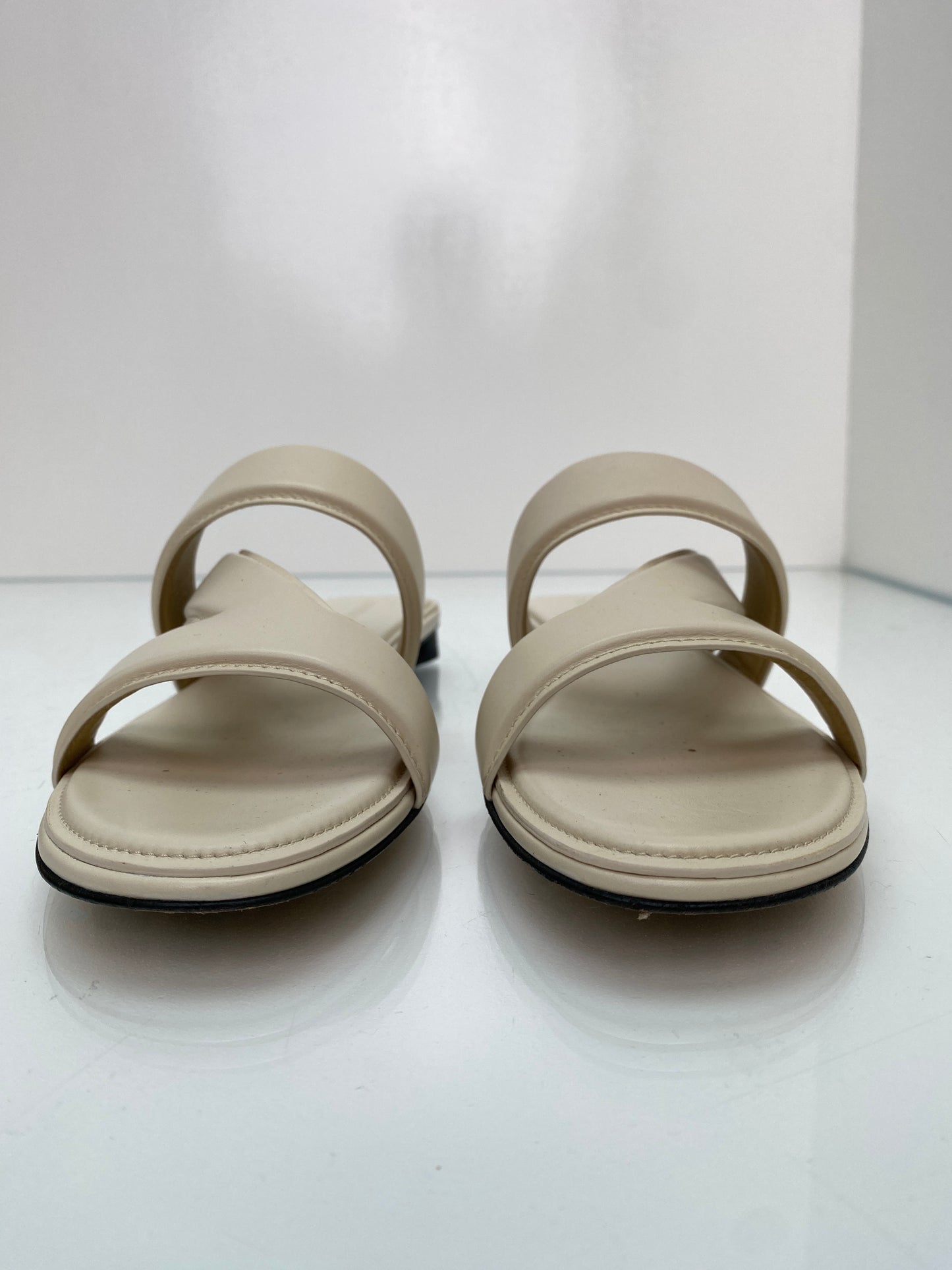 Bottega Veneta The Band Cream Sandals, 38.5