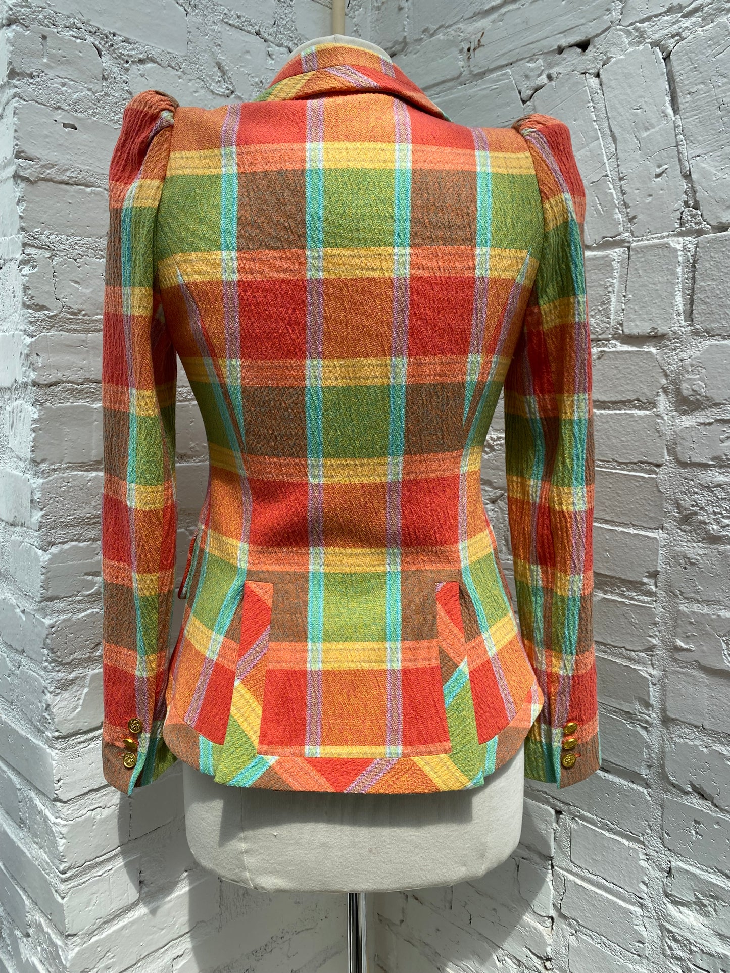 Smythe Orange & Green Plaid Blazer, 2