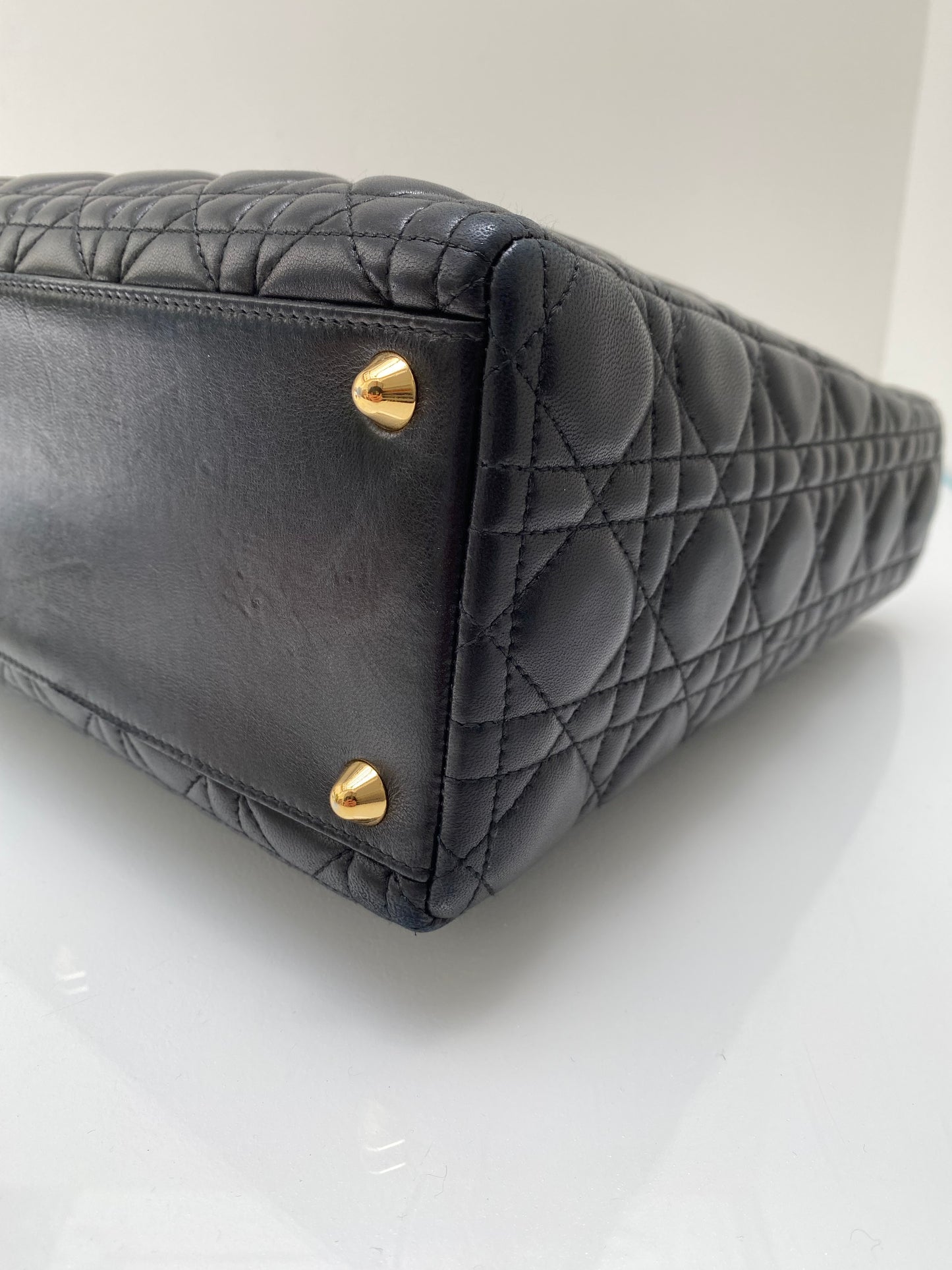Dior Black Cannage Lambskin Large Lady Dior Bag GHW