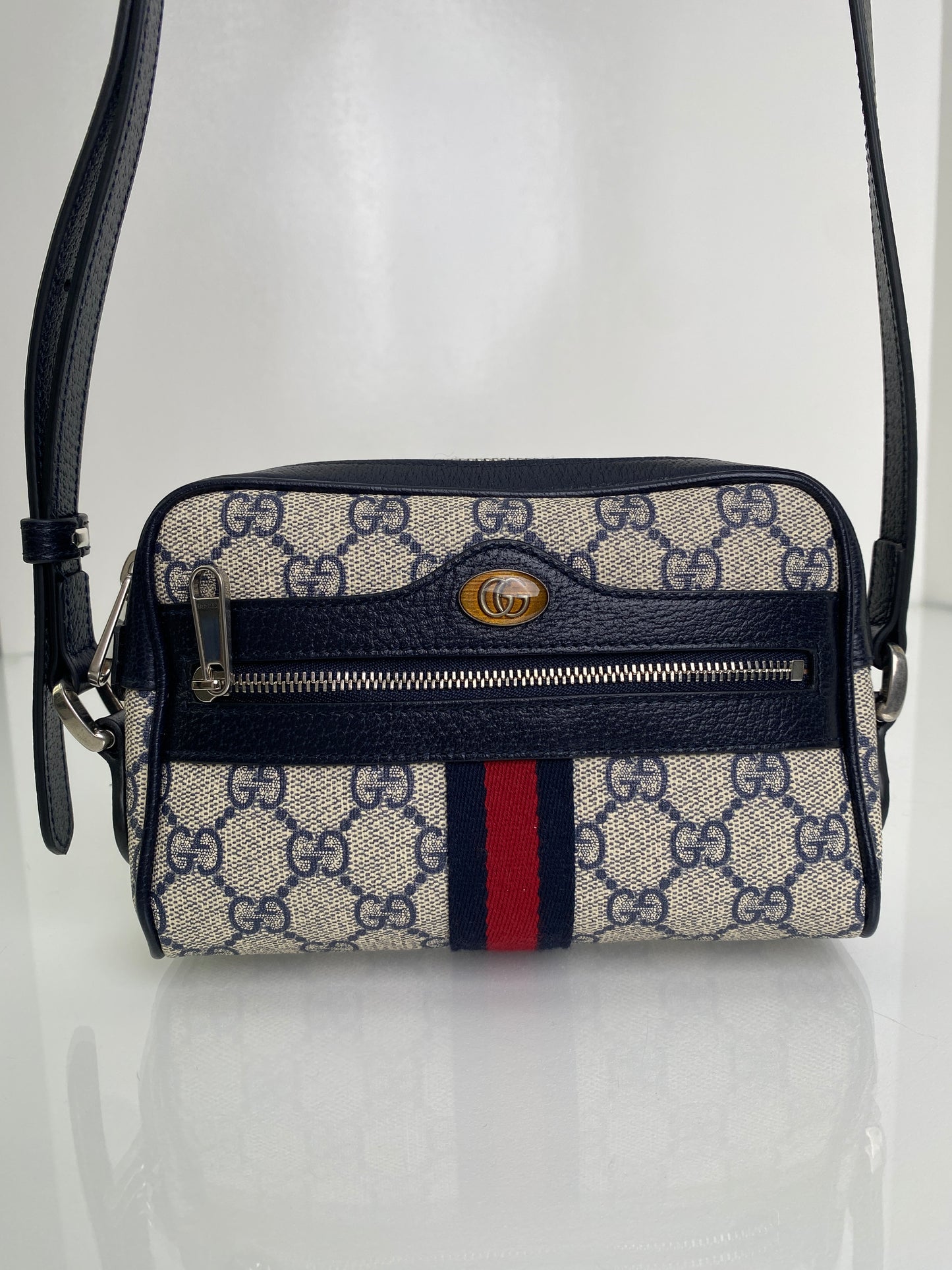 Gucci Navy Webstripe Ophidia Mini Crossbody SHW