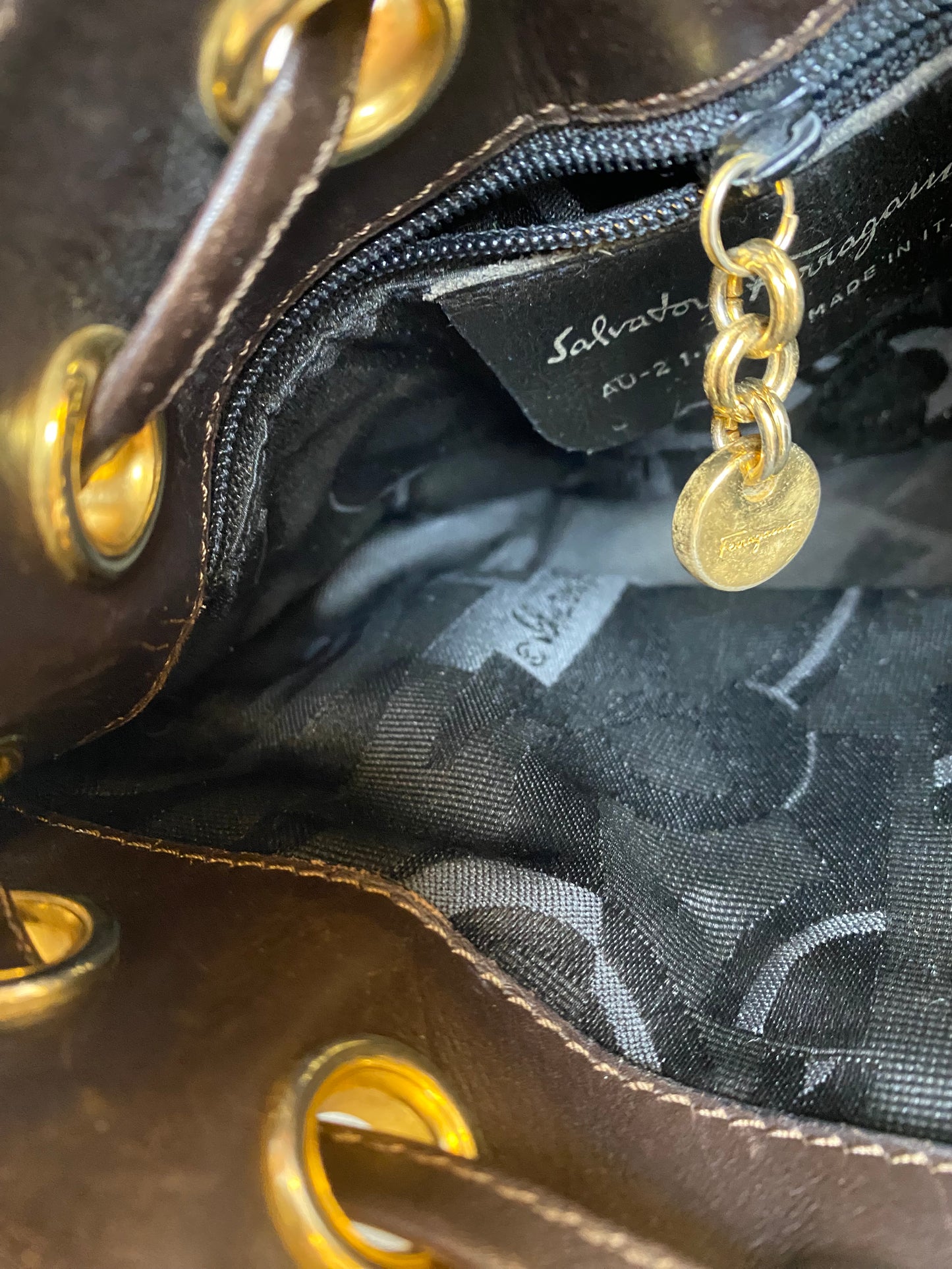 Ferragamo Vintage Brown Ribbon Bag